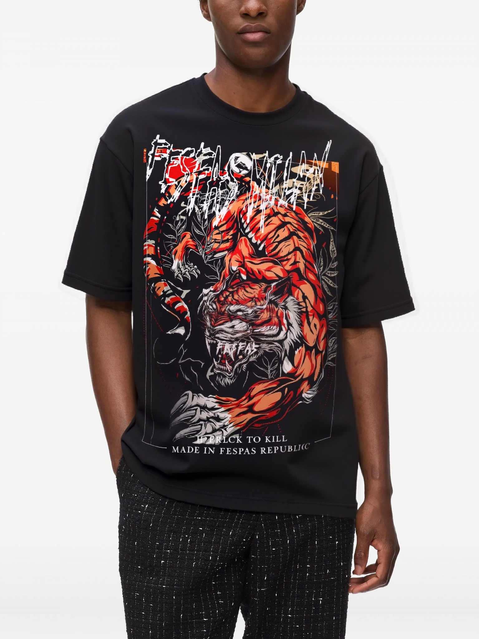 FesFas tattoos-print | Áo Thun | Nam | Màu Đen