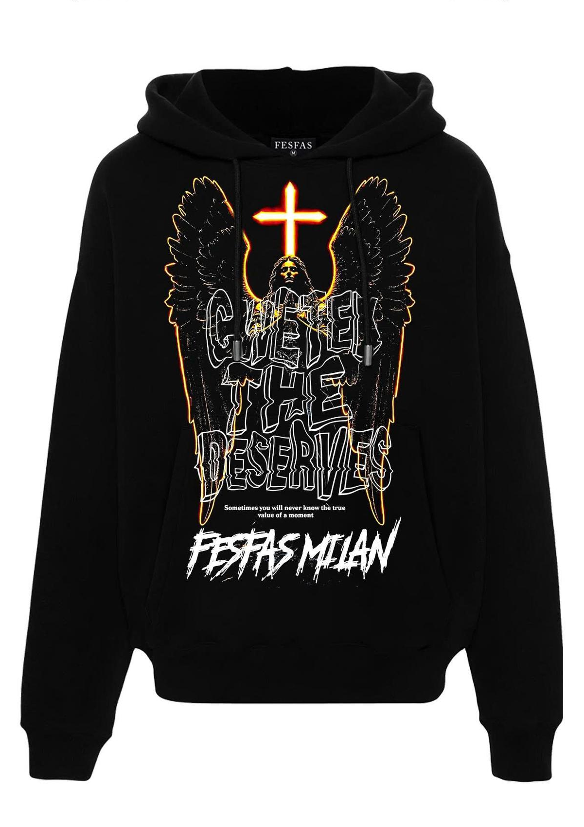 FesFas angel-print Hoodie | Black | Men