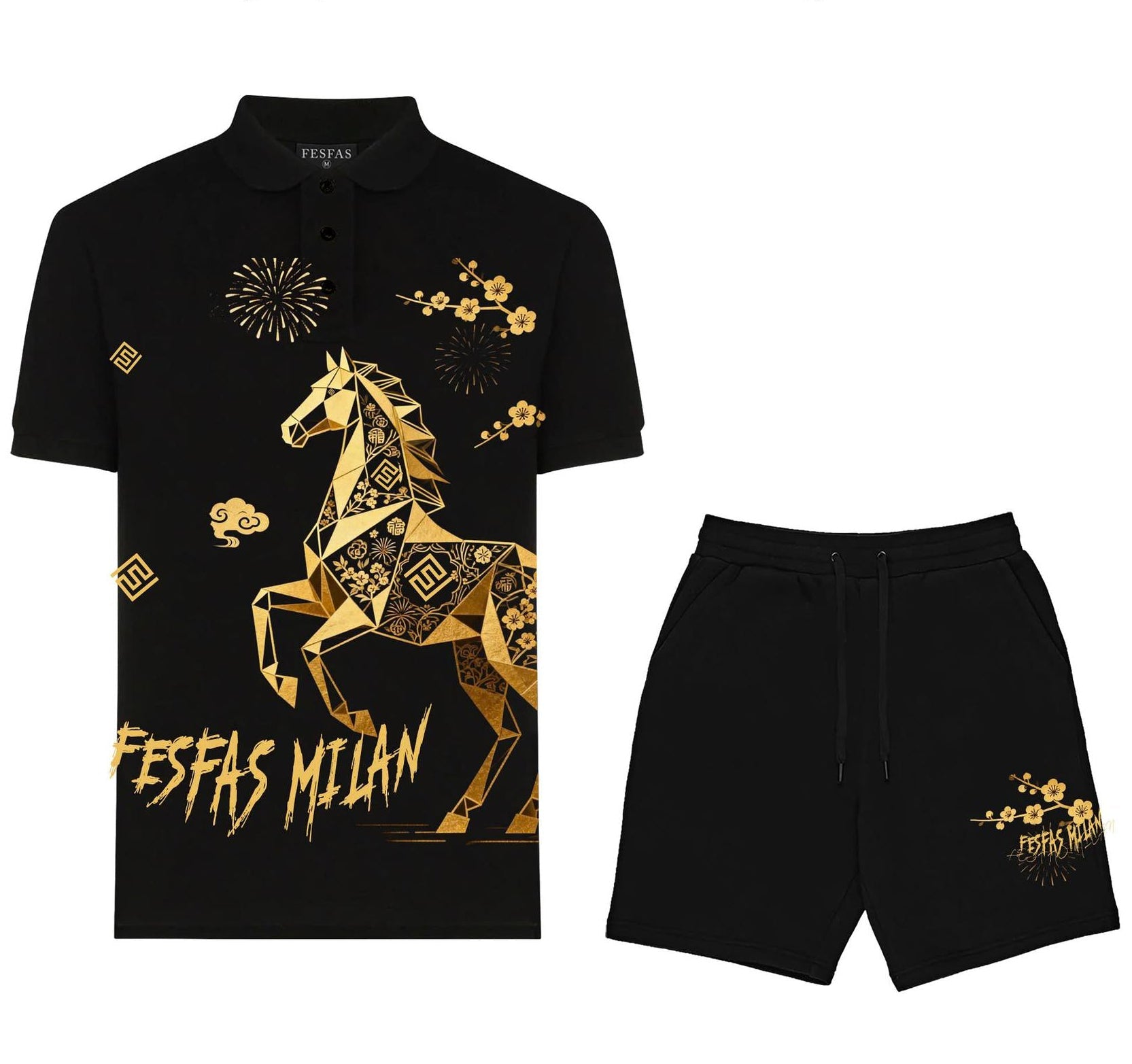 FesFas horse-print | Bộ Polo | Nam | Màu Đen