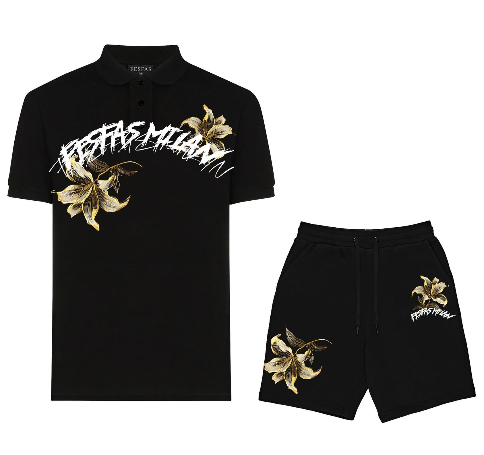 FesFas lily-print | Bộ Polo | Nam | Màu Đen