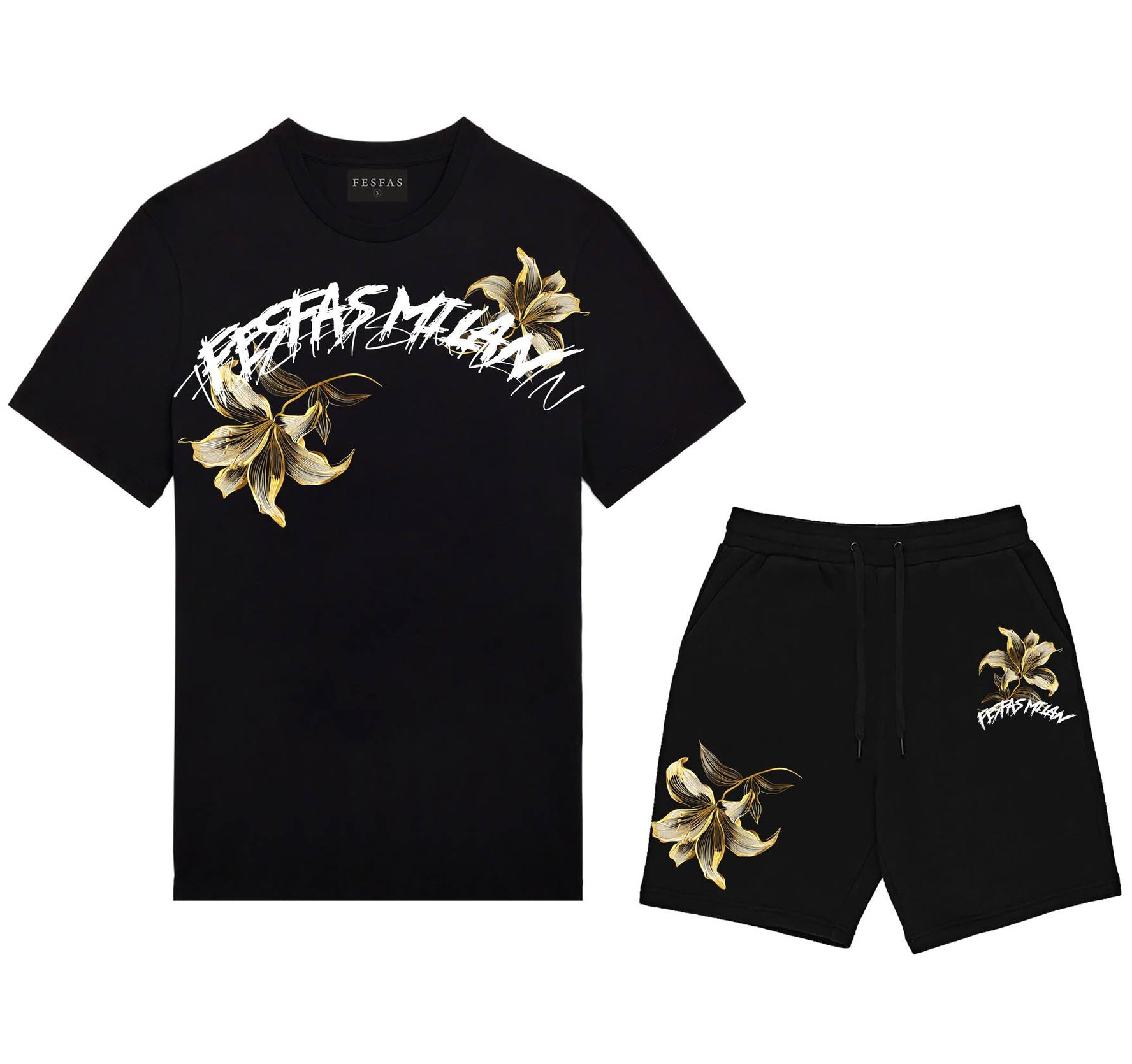 FesFas lily-print | Bộ T-Shirt | Nam | Màu Đen