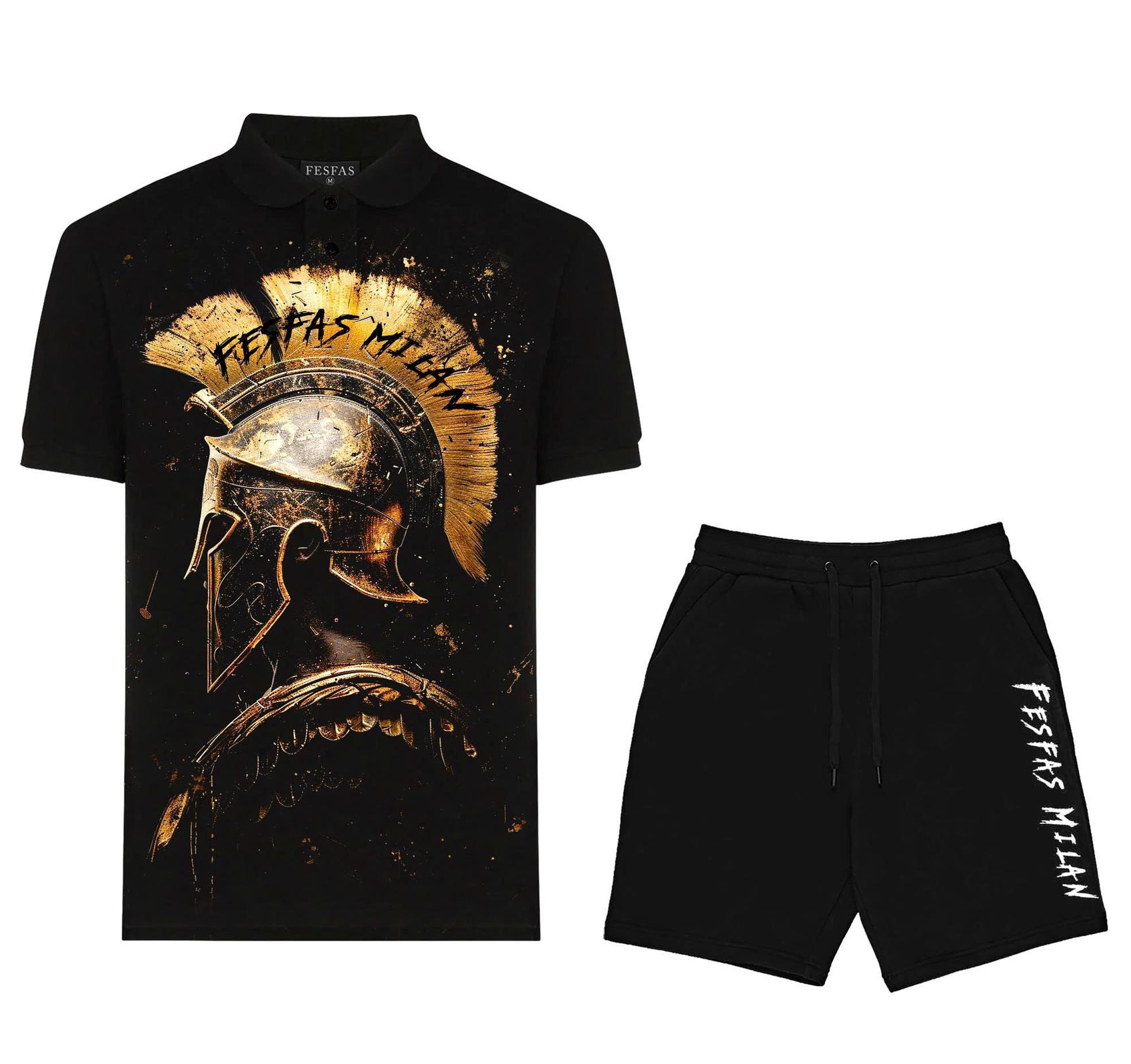 FesFas sparta-print | Bộ Polo | Nam | Màu Đen