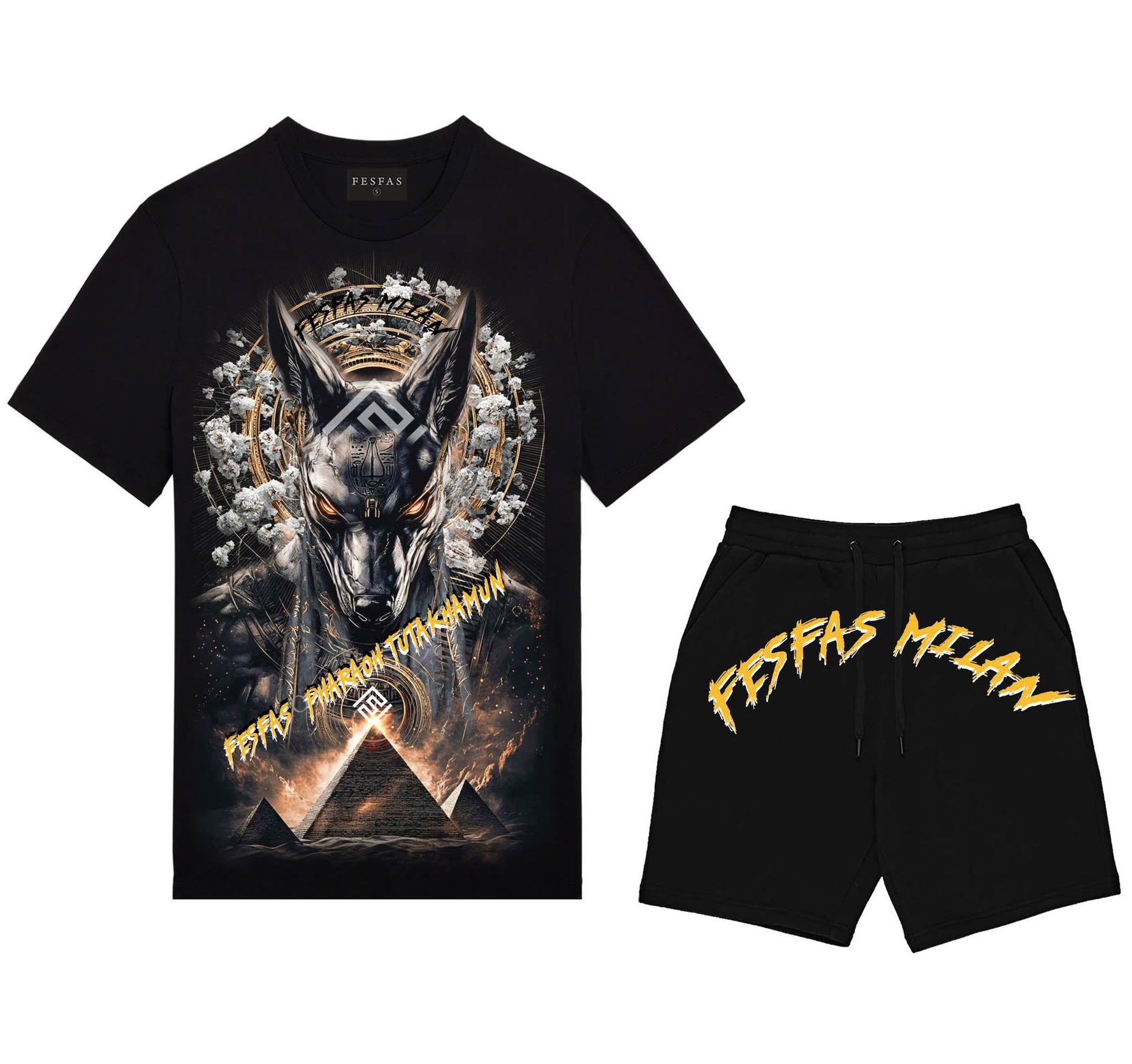 FesFas anubis-print | Bộ T-Shirt | Nam | Màu Đen