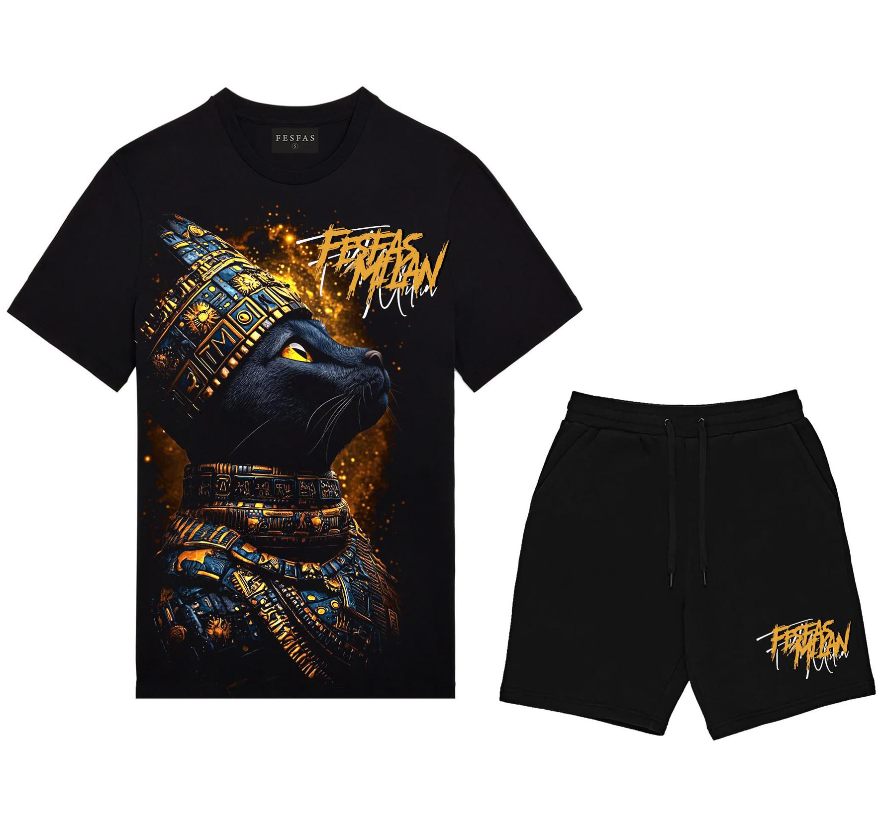 FesFas native cat-print | Bộ T-Shirt | Nam | Màu Đen