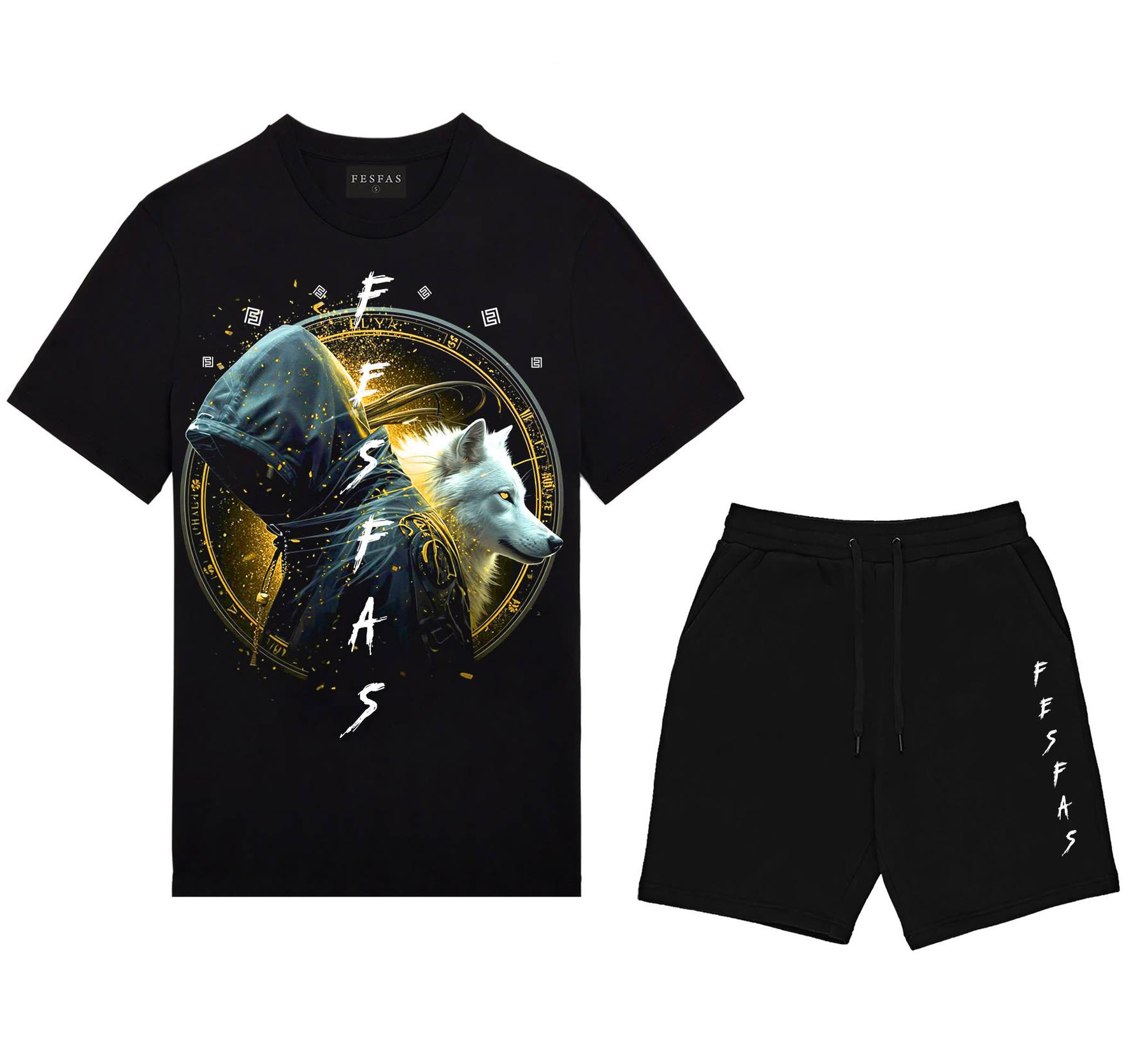 FesFas wolf-print | Bộ T-Shirt | Nam | Màu Đen