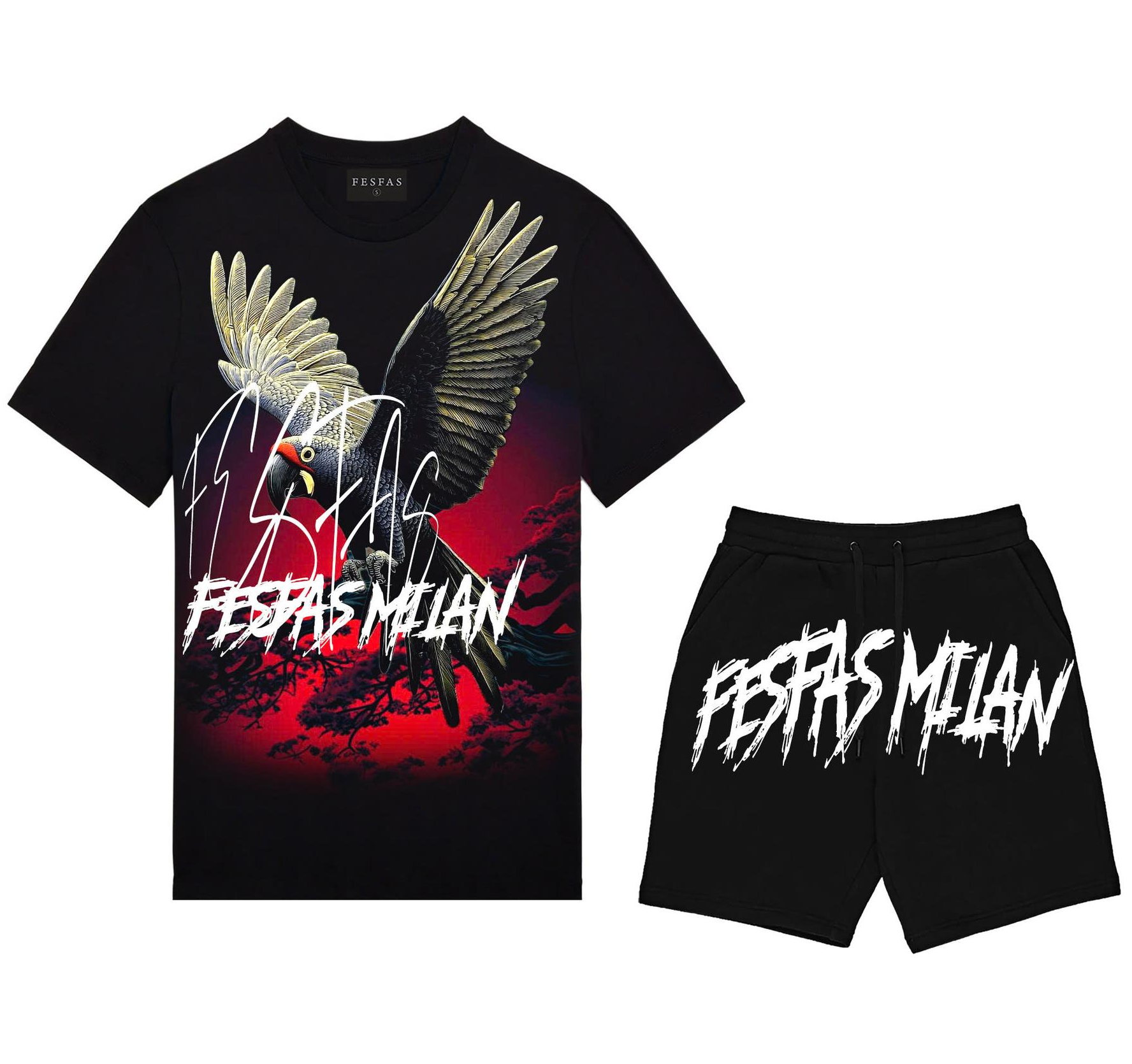 FesFas parrot-print | Bộ T-Shirt | Nam | Màu Đen