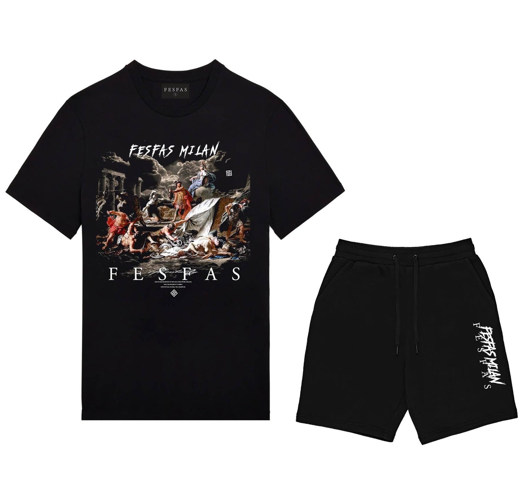 FesFas graphic-print | Bộ T-Shirt | Nam | Màu Đen