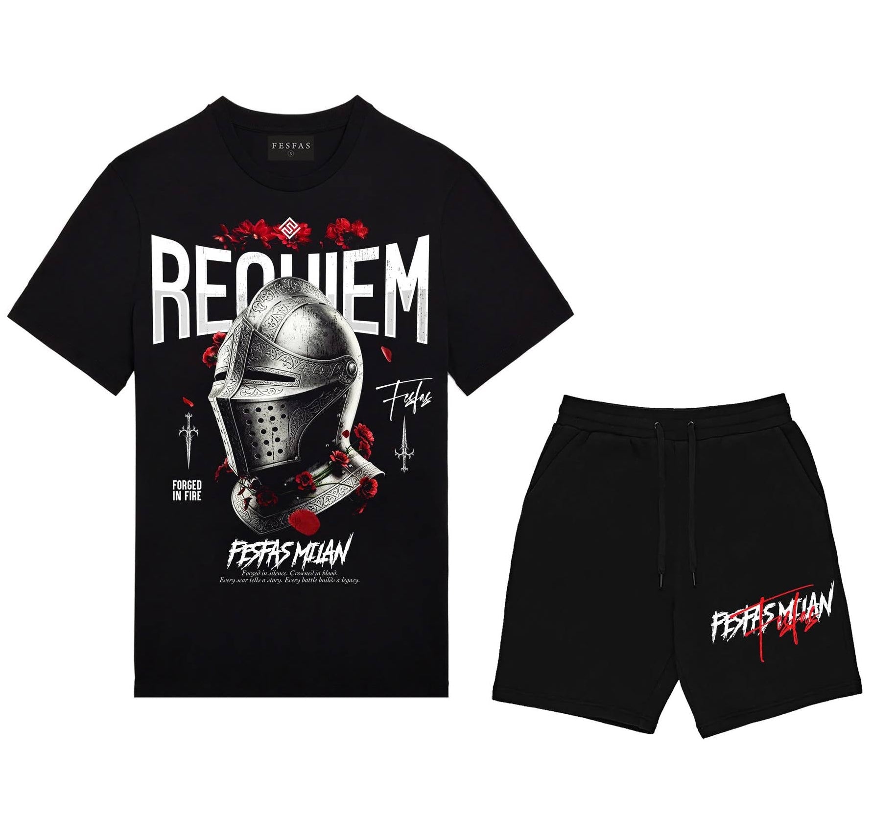 FesFas knight helmet-print | Bộ T-Shirt | Nam | Màu Đen