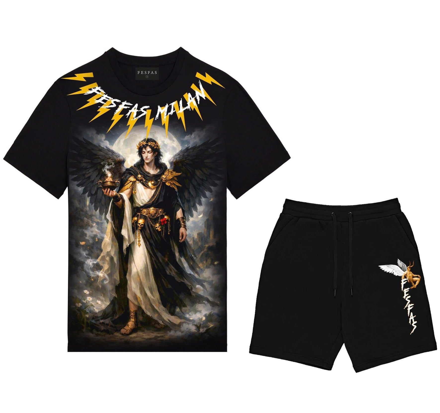 FesFas genie-print | Bộ T-Shirt | Nam | Màu Đen