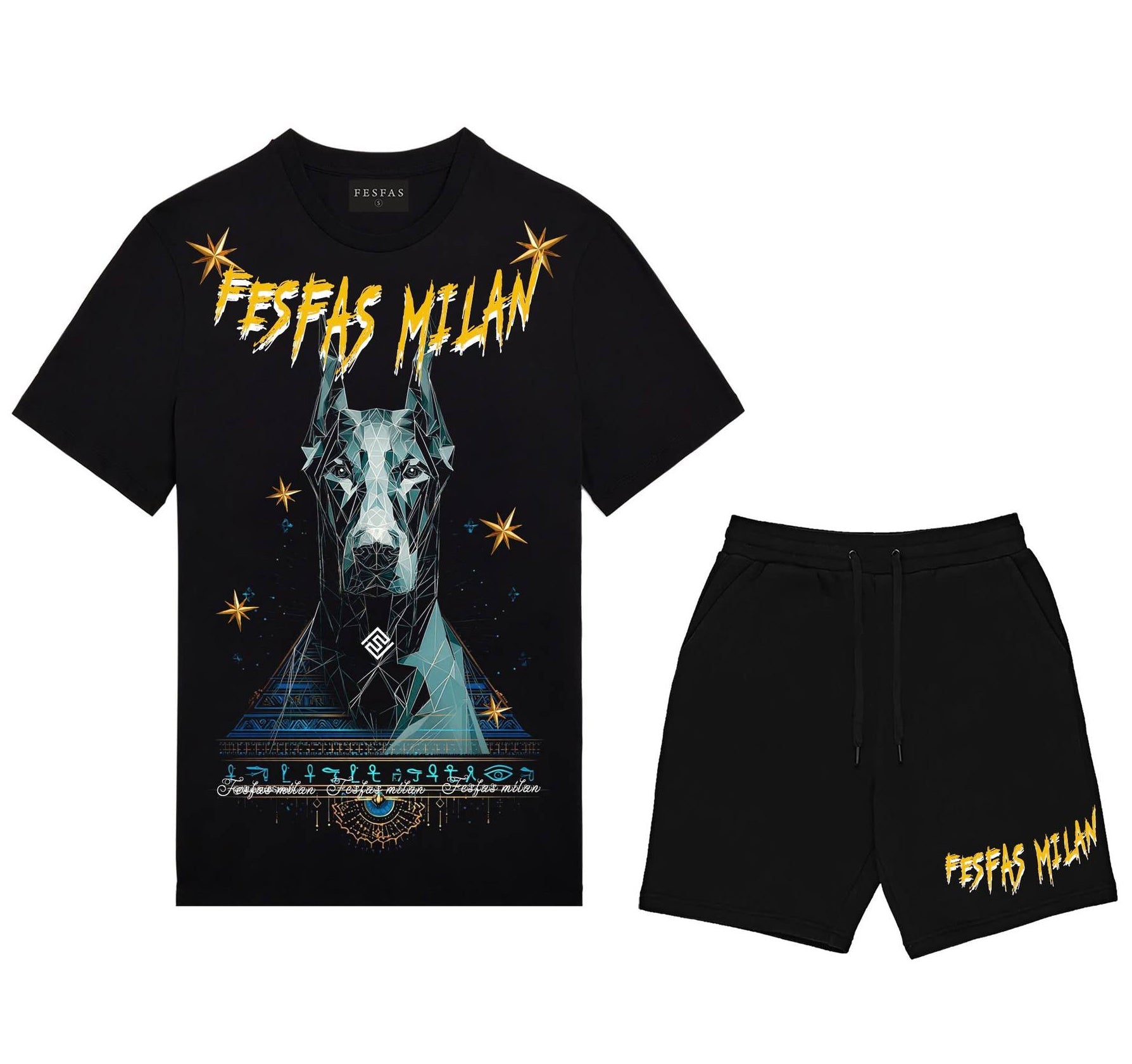 FesFas graphic-print | Bộ T-Shirt | Nam | Màu Đen