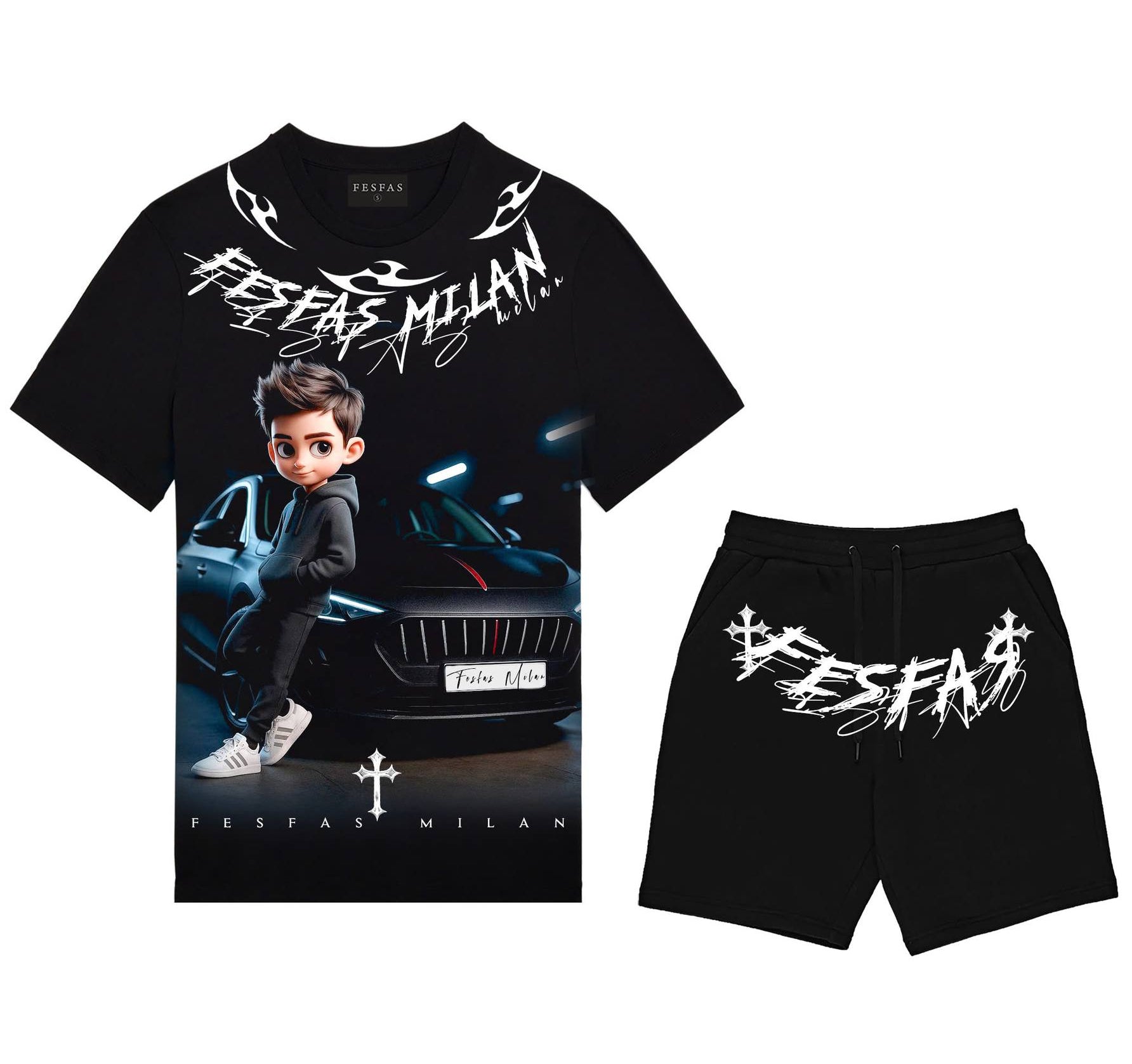 FesFas racing boy-print | Bộ T-Shirt | Nam | Màu Đen