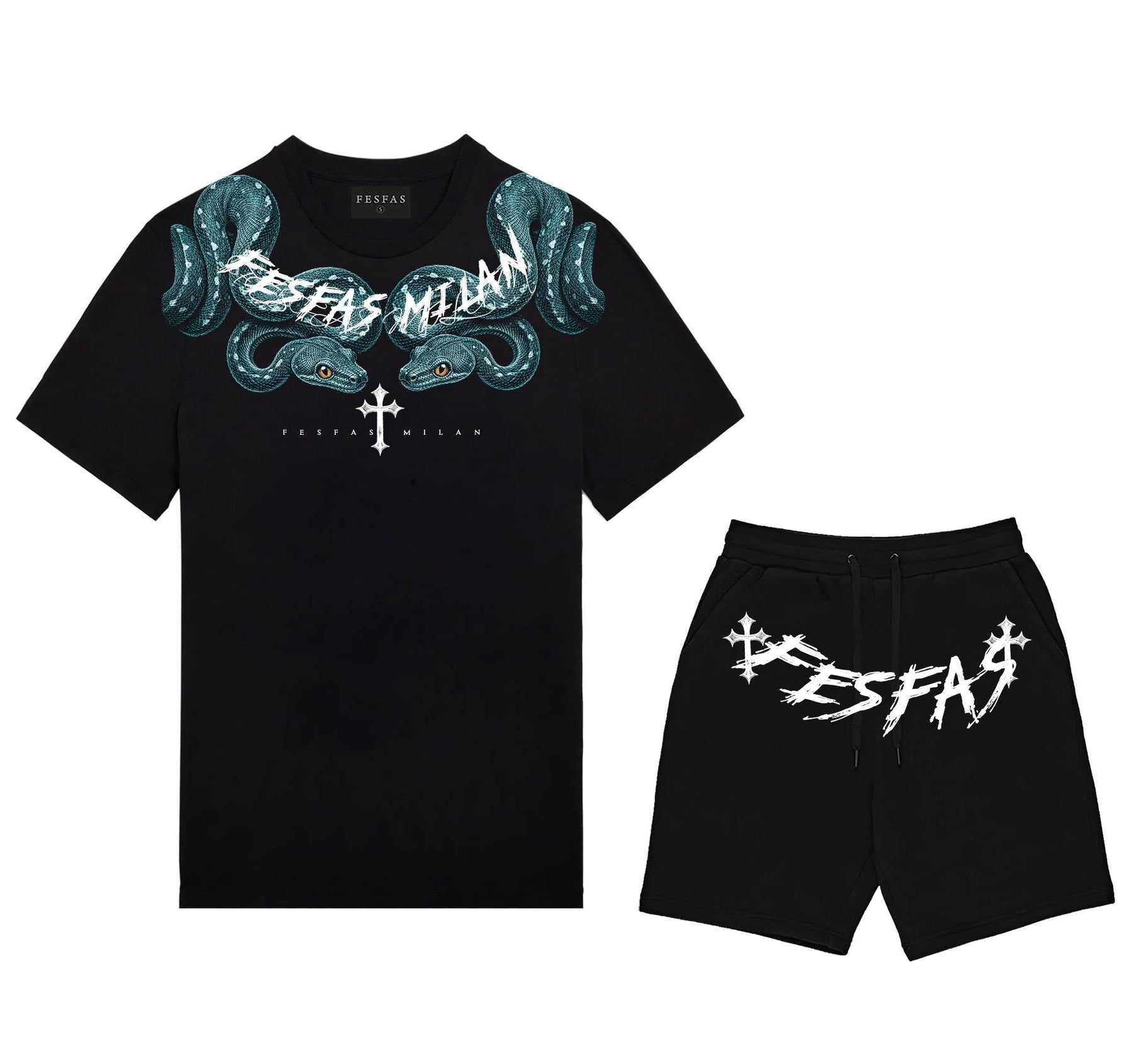 FesFas turquoise snake-print | Bộ T-Shirt | Nam | Màu Đen