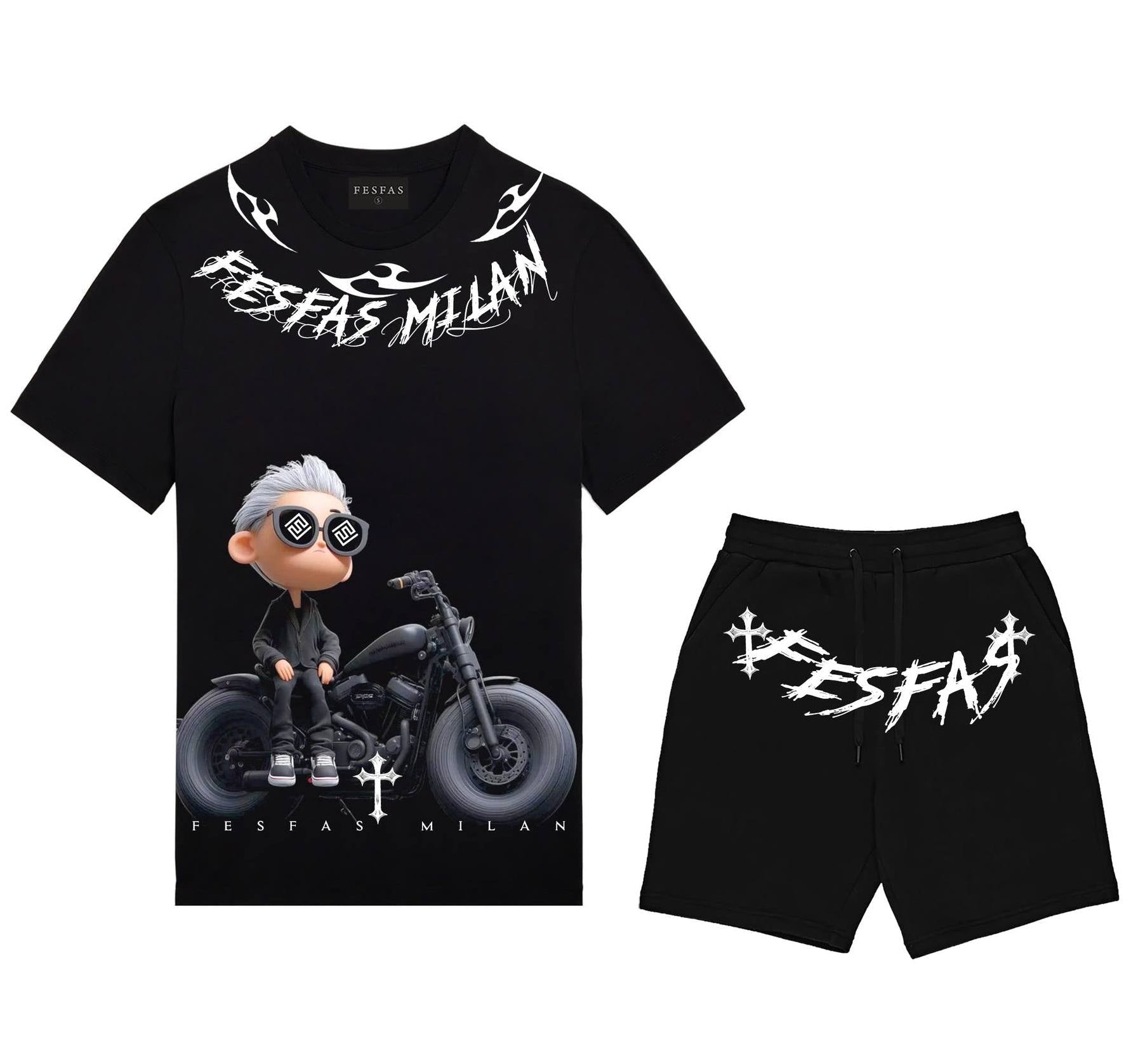 FesFas cool boy-print | Bộ T-Shirt | Nam | Màu Đen