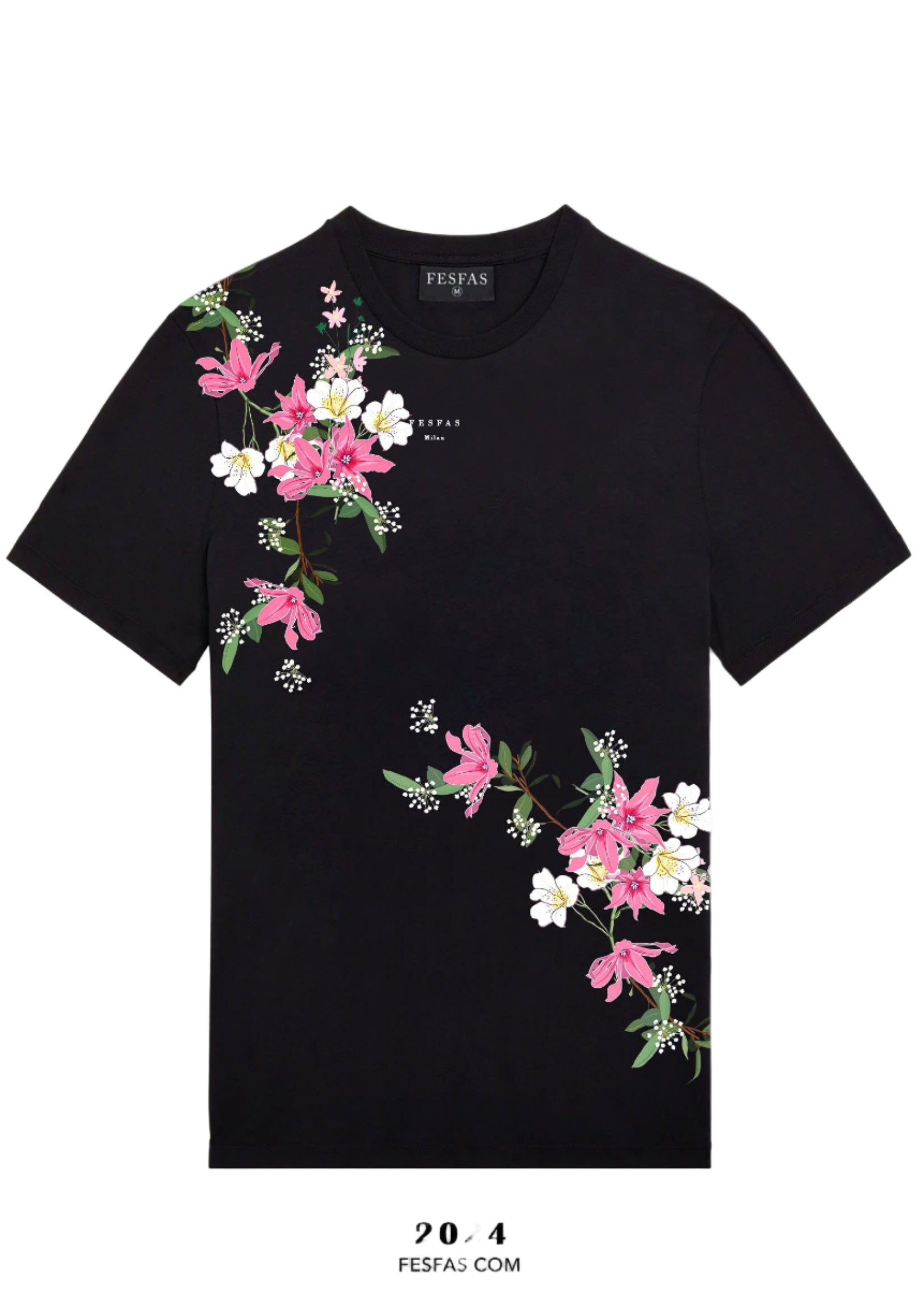 FesFas flowers-print | Áo Thun | Nam | Màu Đen