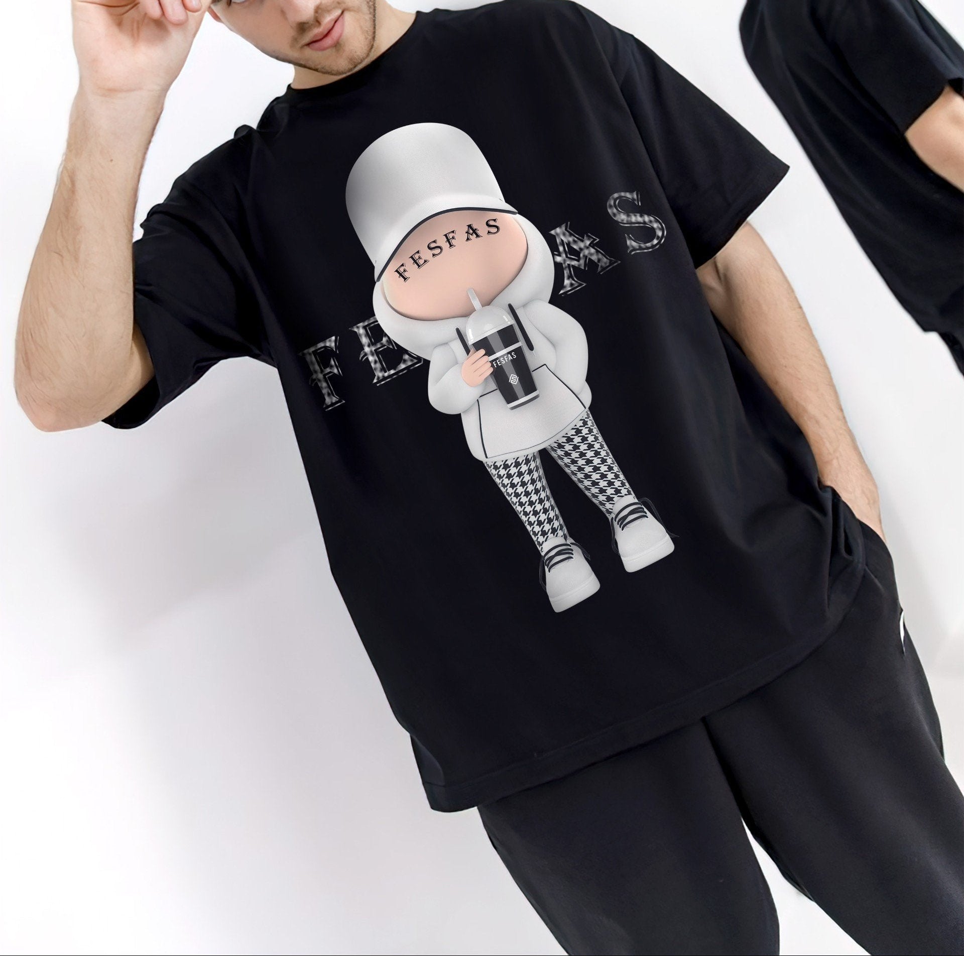 FesFas Cool Boy-print | Áo Thun | Nam | Màu Đen