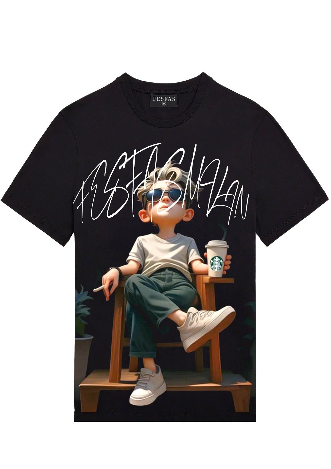 FesFas relax boy-print | Áo Thun | Nam | Màu Đen