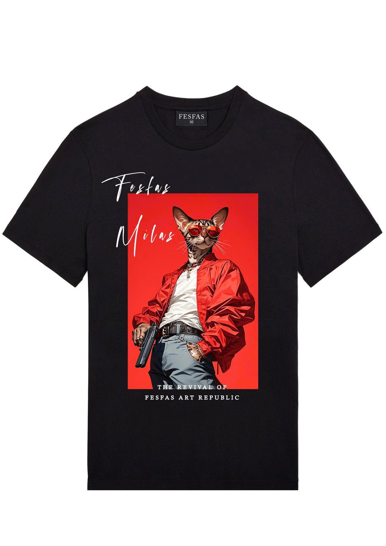 FesFas swag cat-print | Áo Thun | Nam | Màu Đen