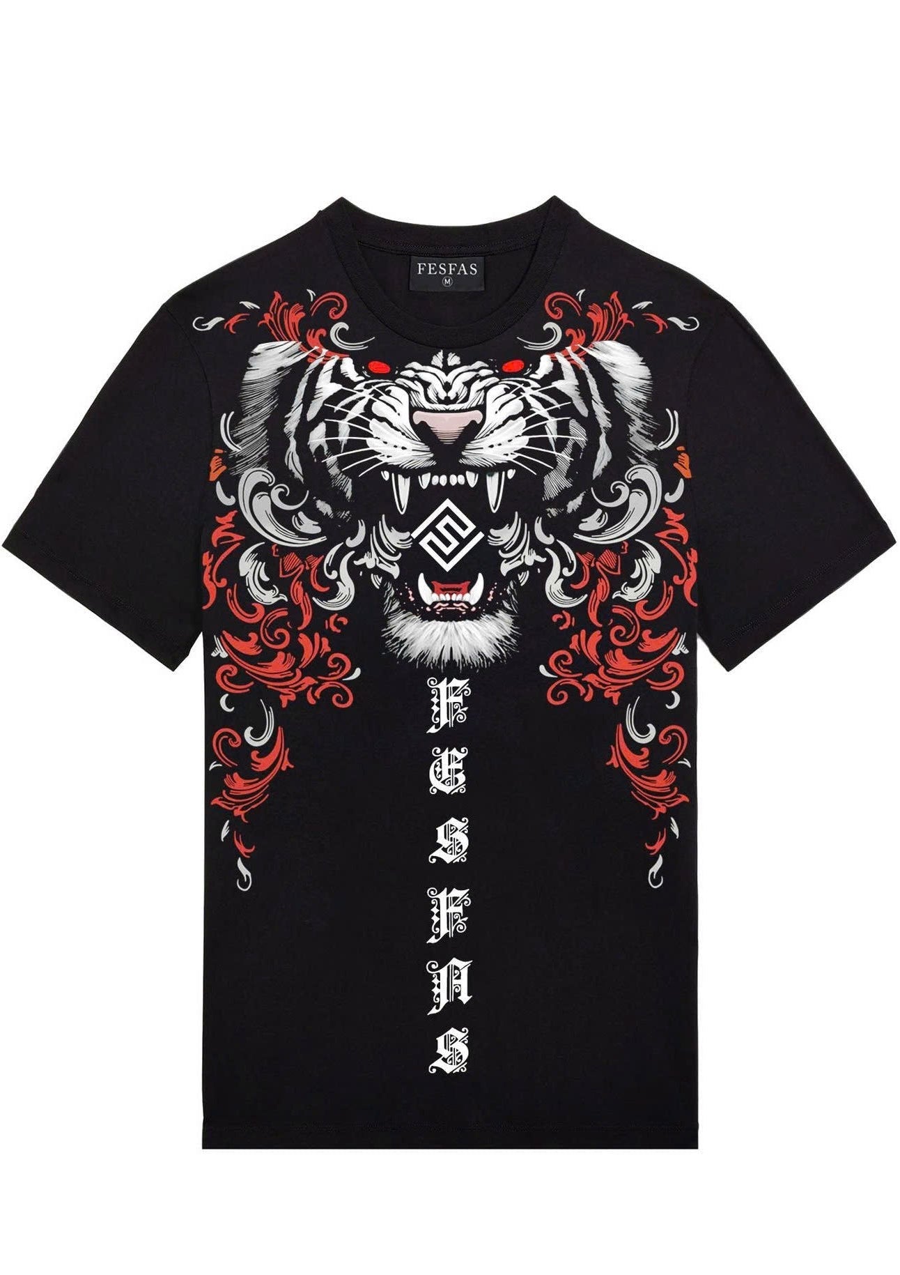 FesFas White Tiger-print | Áo Thun | Nam | Màu Đen