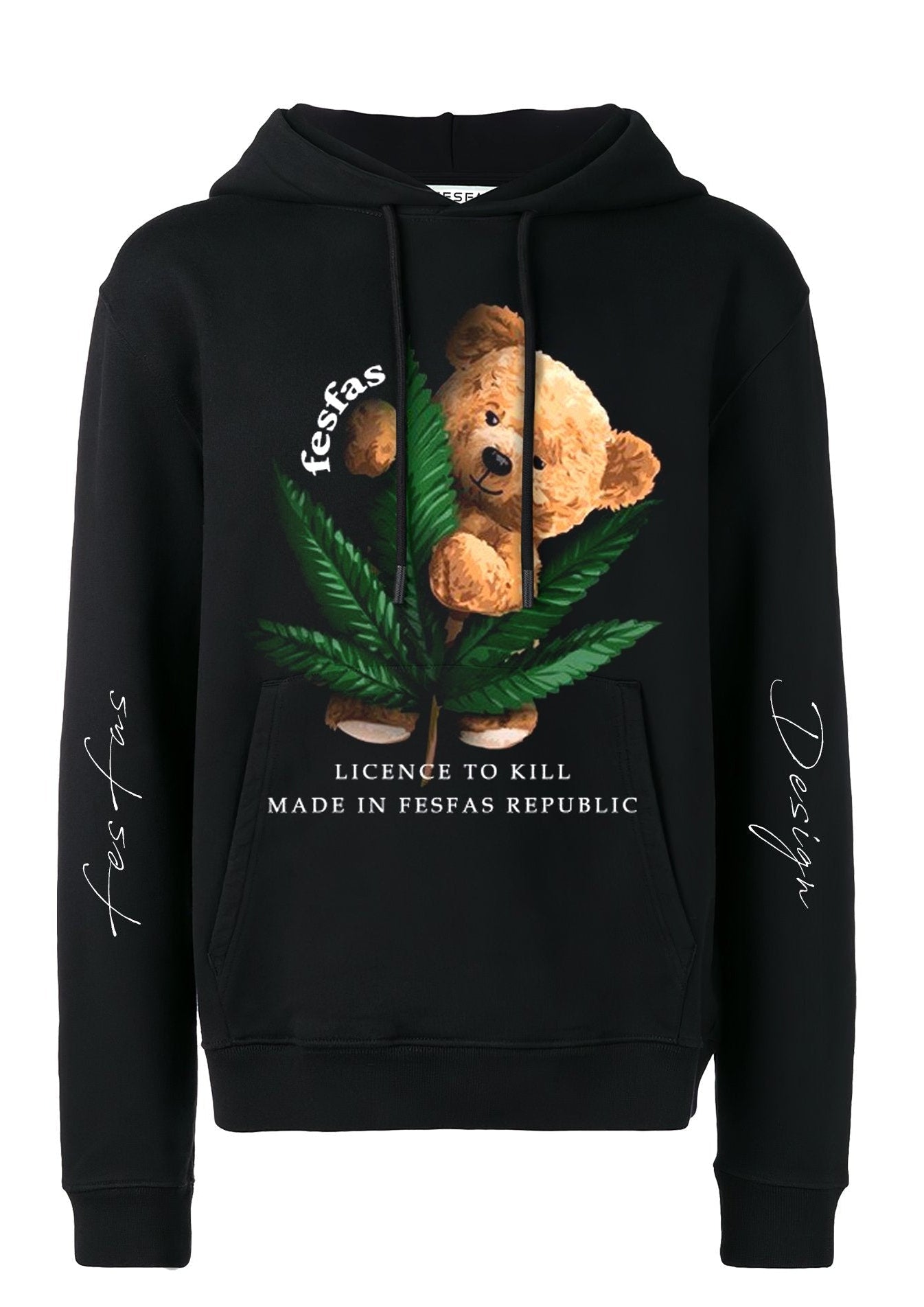 FesFas teddy bear high-print Hoodie | Black | Men