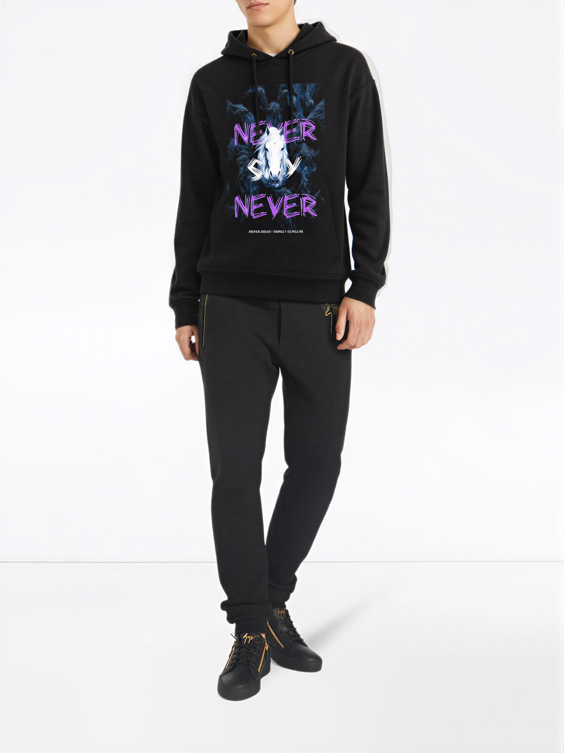 FesFas horse-print Hoodie | Black | Men