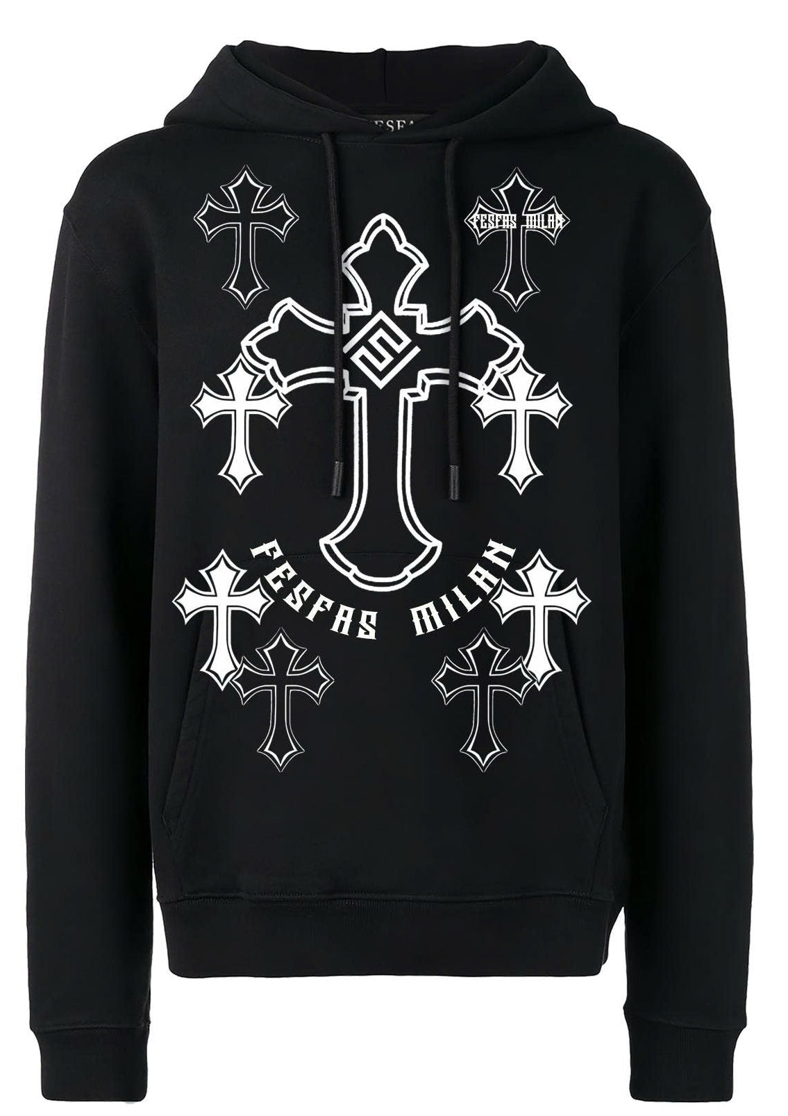 FesFas Cross-print Hoodie Set | Black | Men