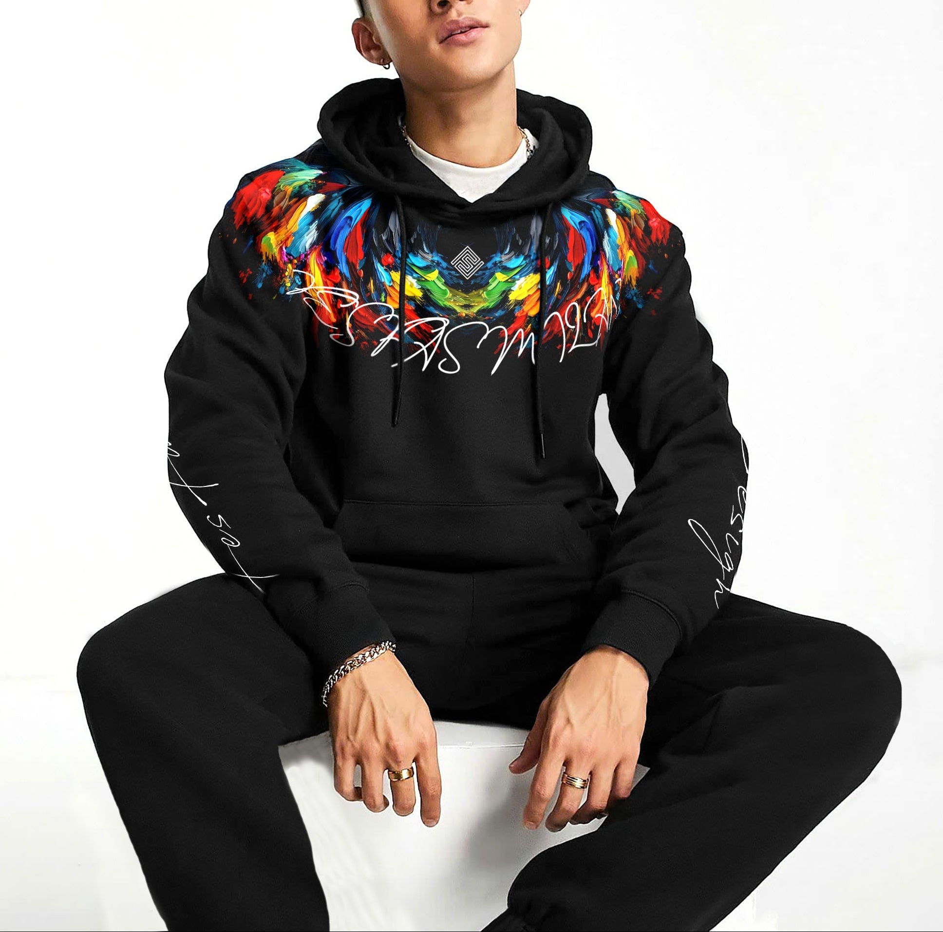 FesFas color-print Hoodie | Black | Men