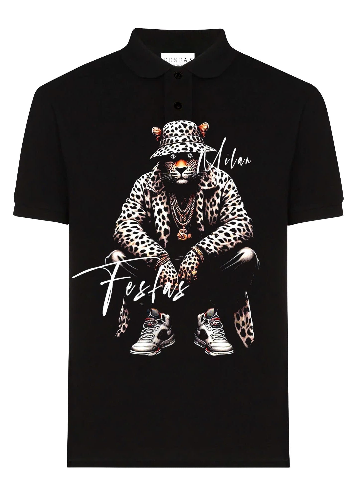 FesFas Leopard-print | Áo Polo | Nam | Màu Đen