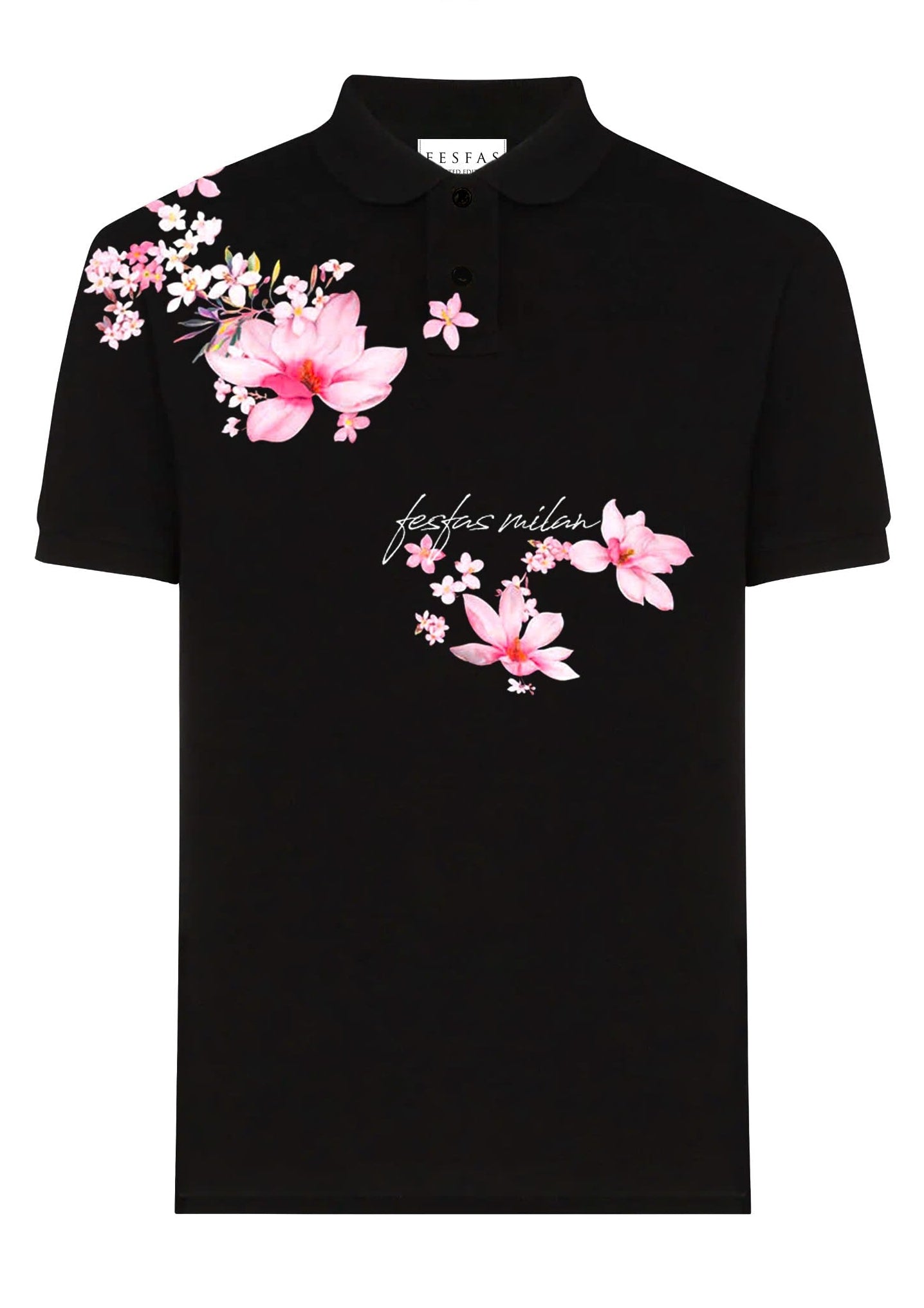 FesFas Floral-print | Áo Polo | Nam | Màu Đen