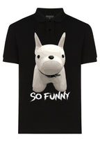 FesFas Bulldog-print | Áo Polo | Nam | Màu Đen