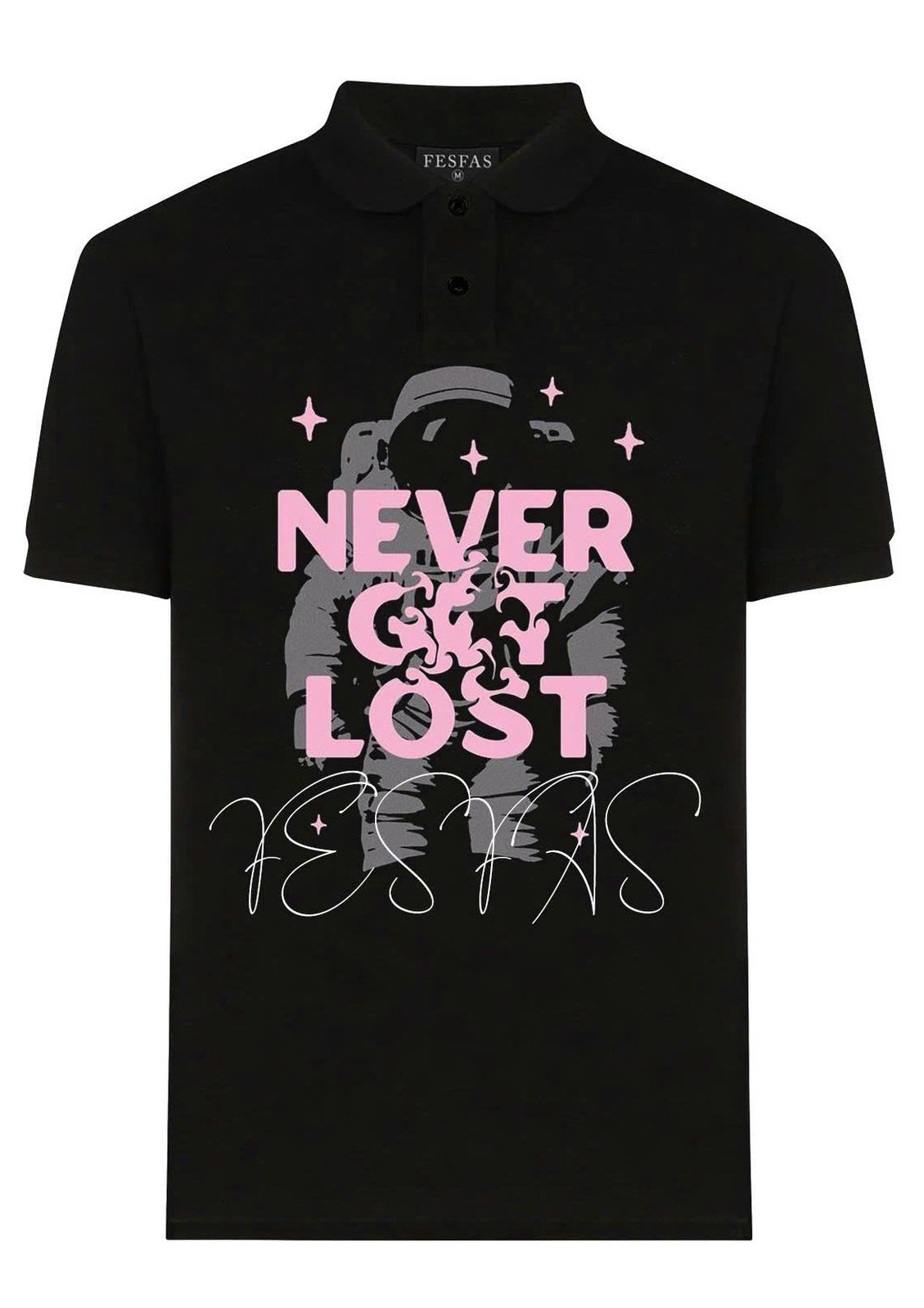 FesFas "Never Get Lost"-print | Áo Polo | Nam | Màu Đen