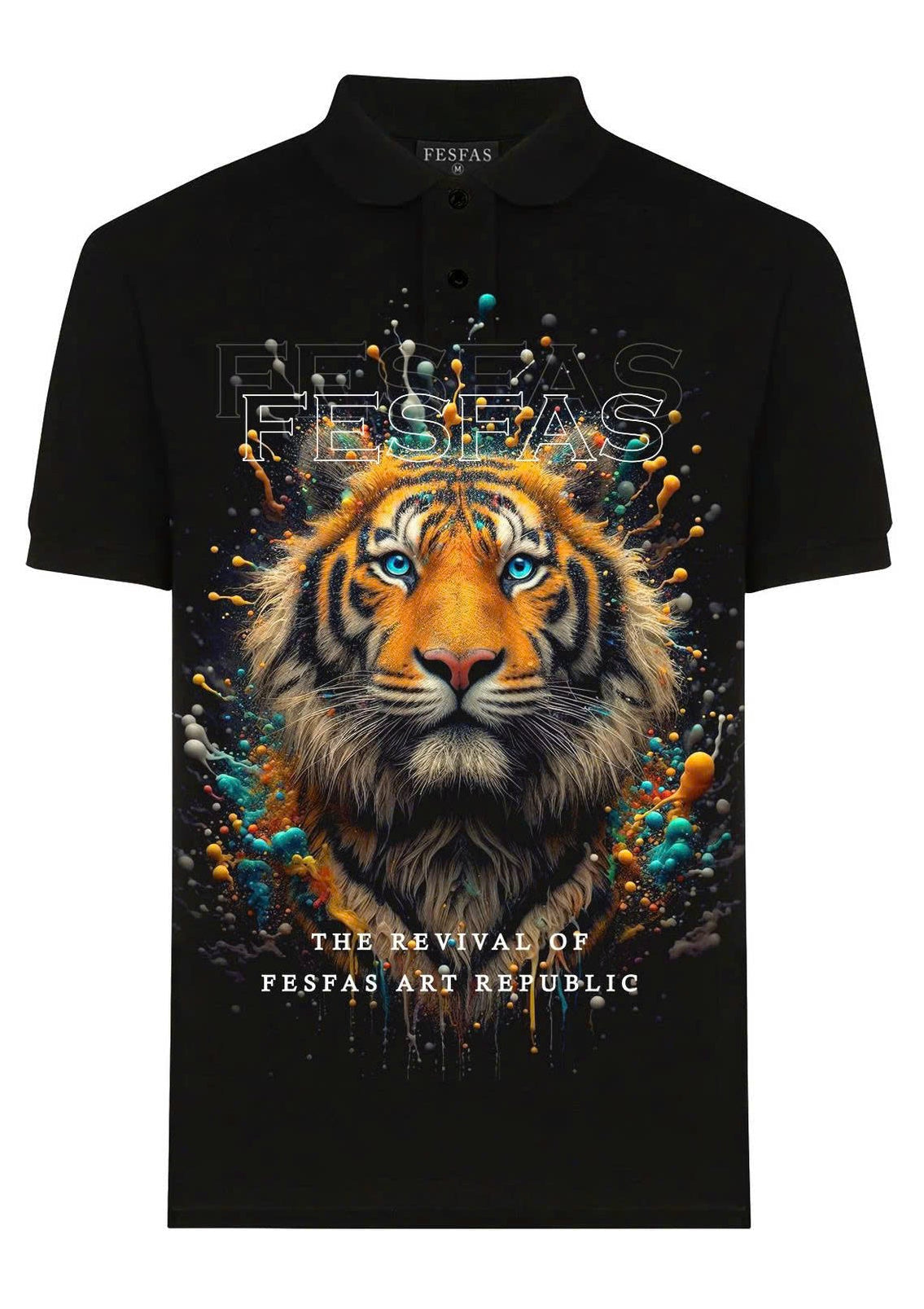 FesFas Tiger-print | Áo Polo | Nam | Màu Đen