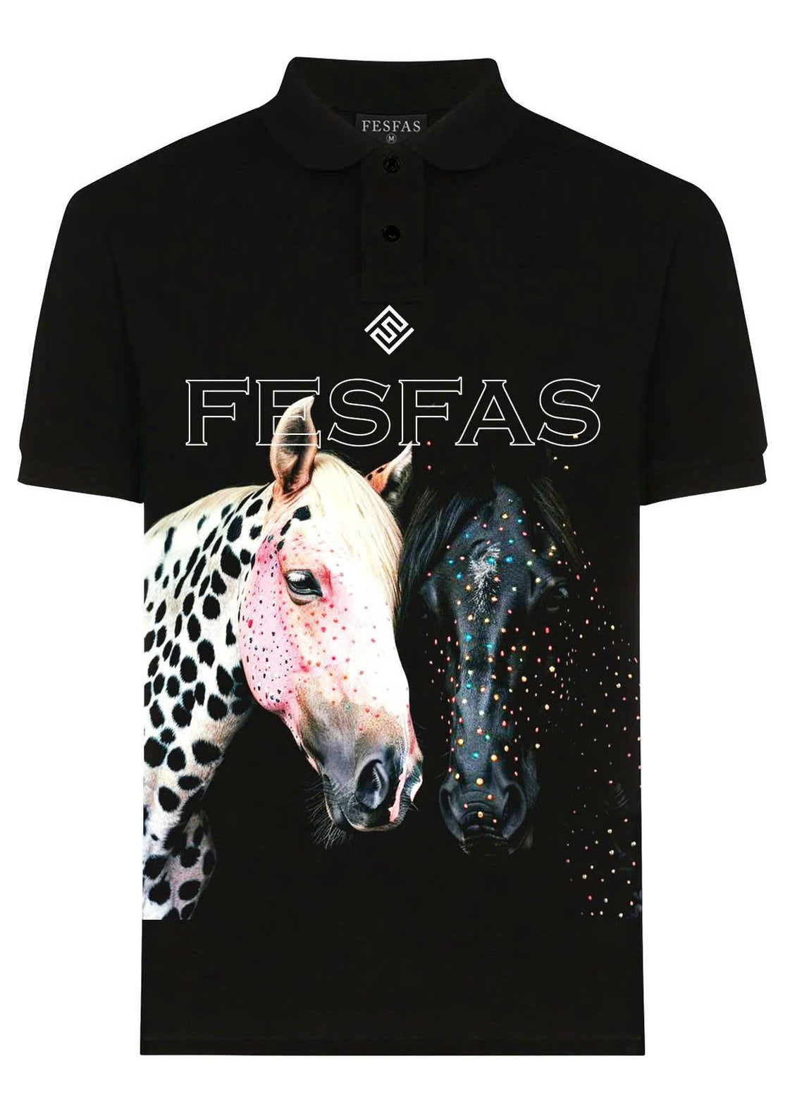 FesFas Horse-print | Áo Polo | Nam | Màu Đen