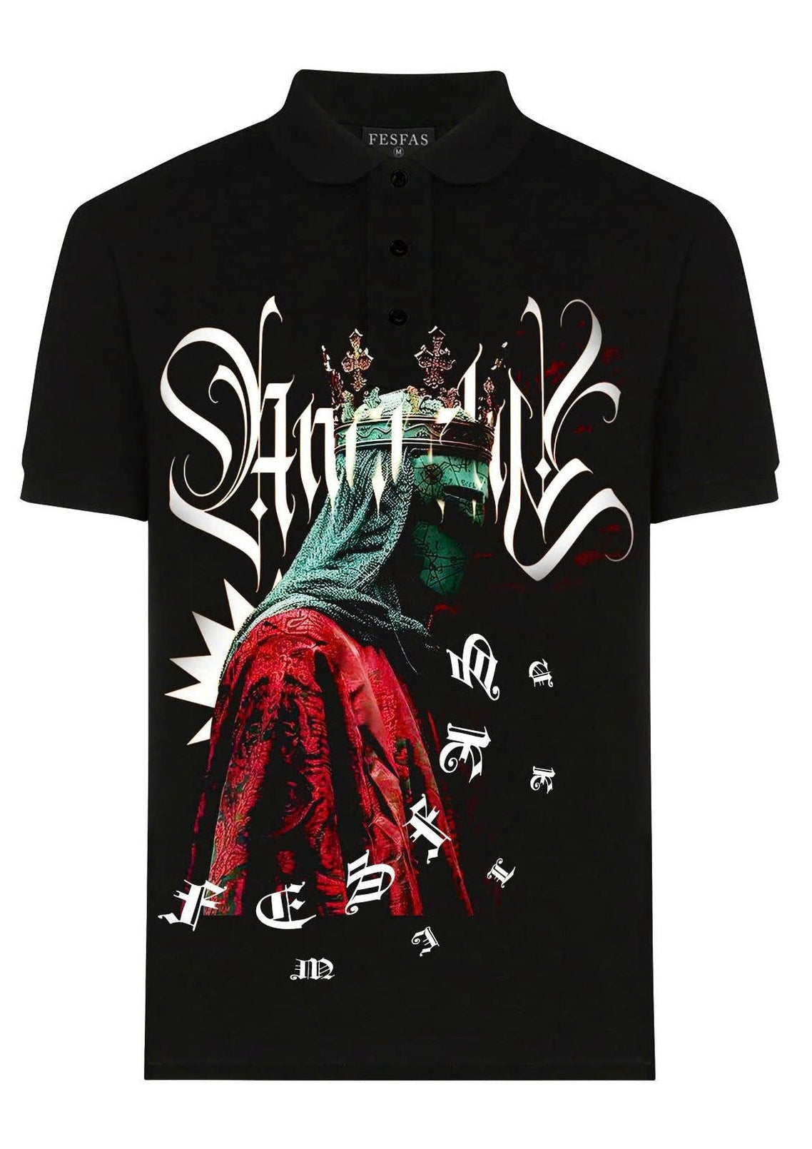FesFas Virgin Mary-print | Áo Polo | Nam | Màu Đen