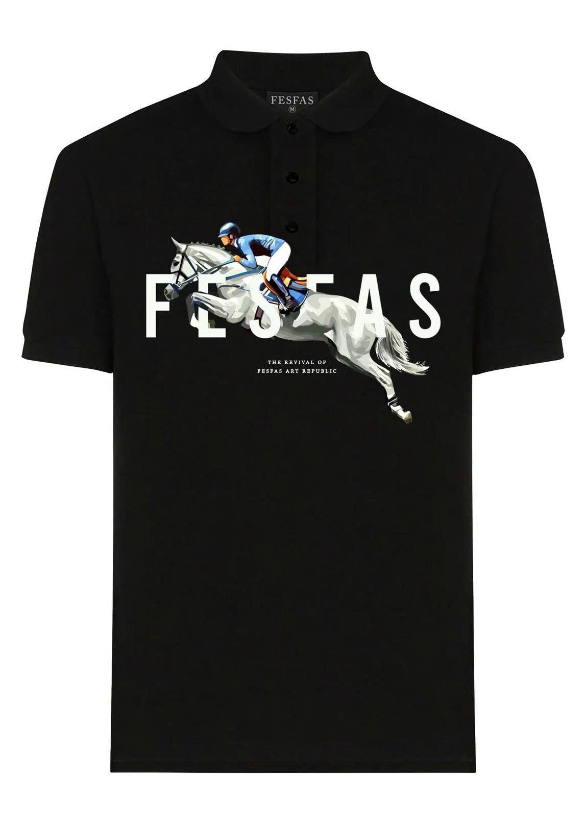 FesFas Horse-print | Áo Polo | Nam | Màu Đen
