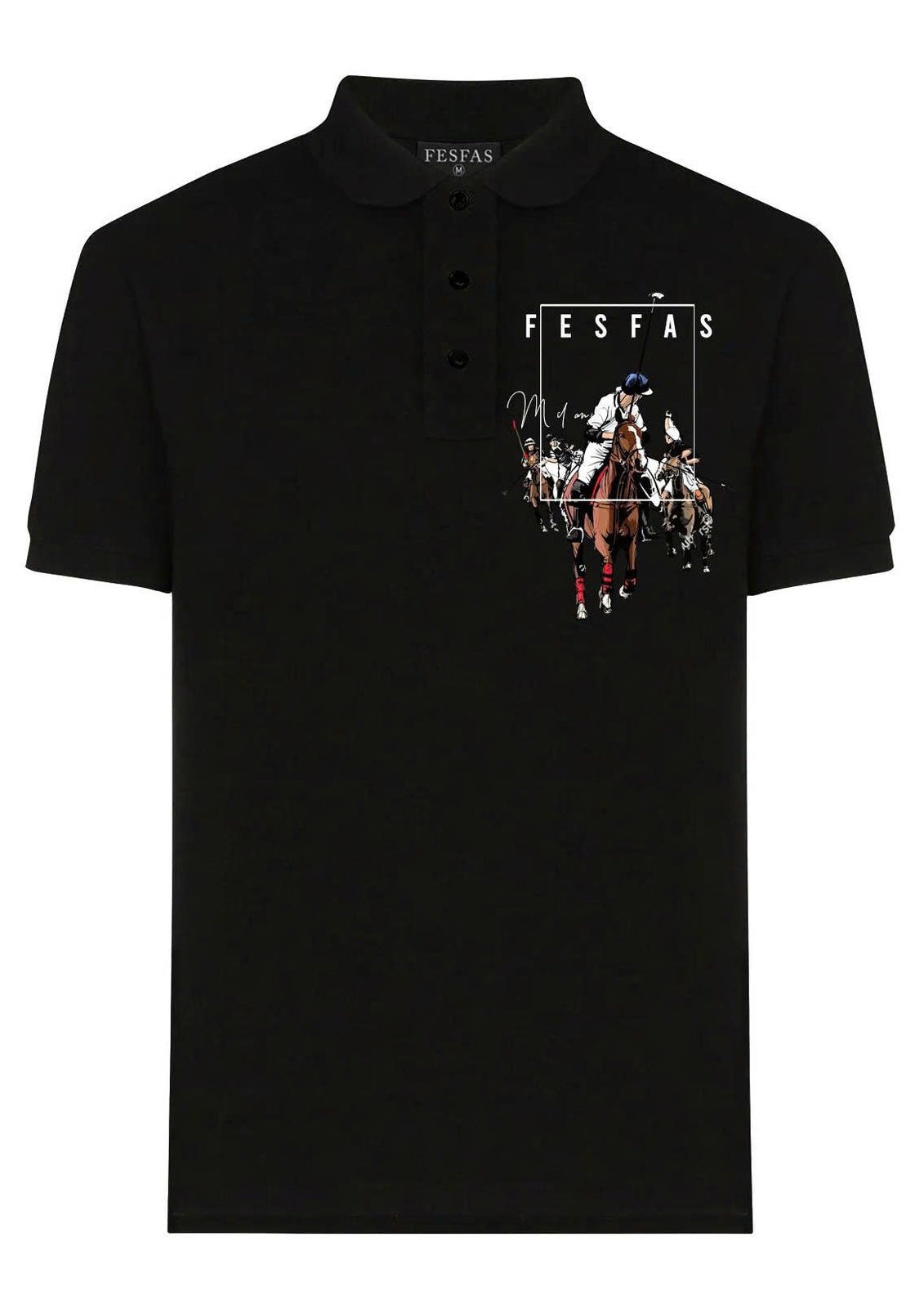 FesFas Horse-print | Áo Polo | Nam | Màu Đen