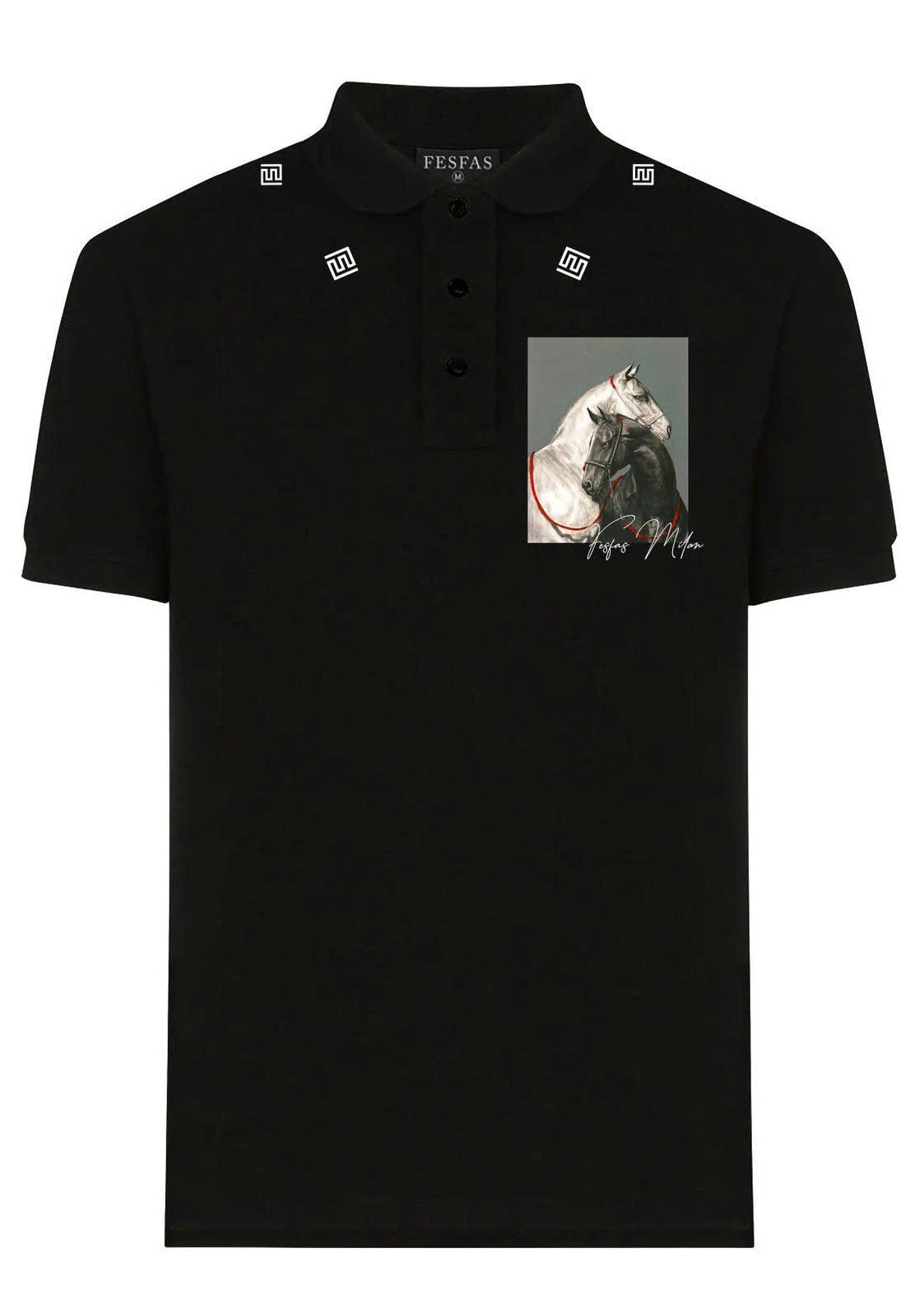 FesFas Horse-print | Áo Polo | Nam | Màu Đen