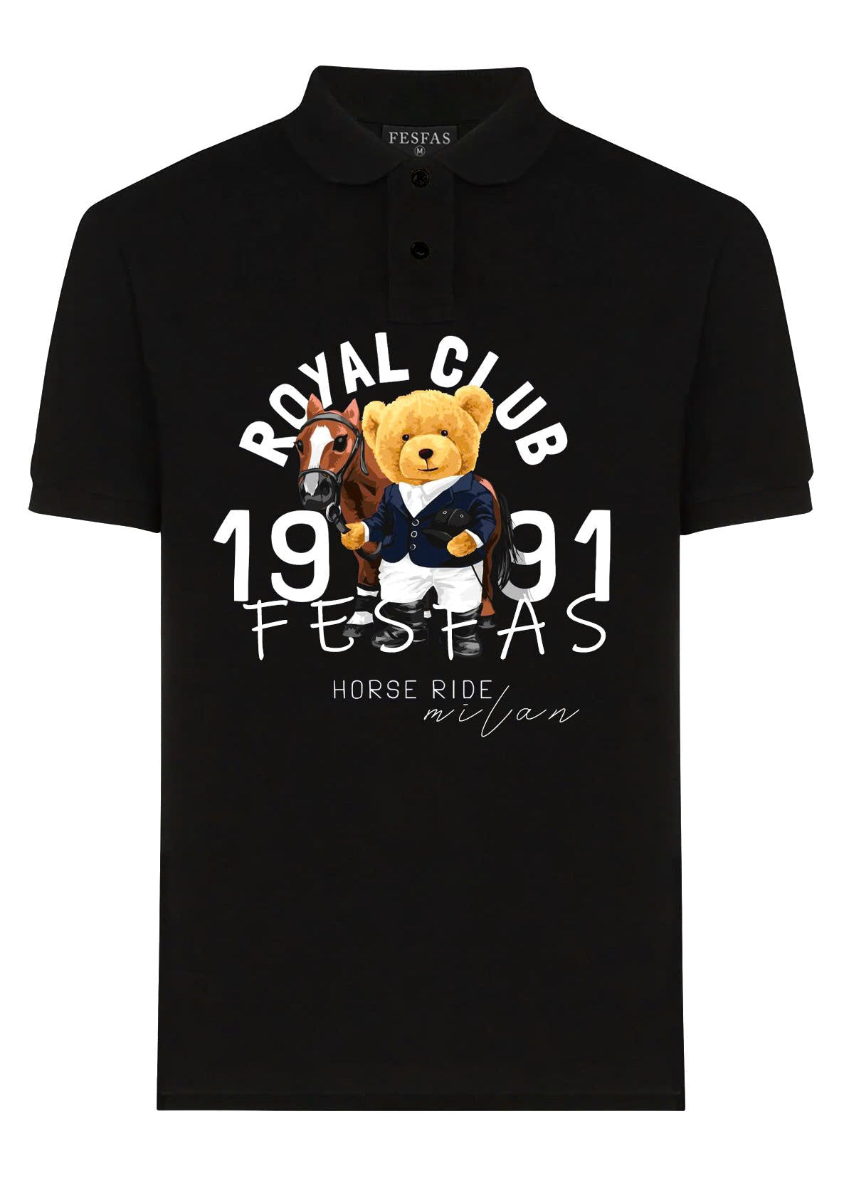 FesFas Bear-print | Áo Polo | Nam | Màu Đen