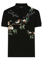 FesFas Floral Bird-print | Áo Polo | Nam | Màu Đen
