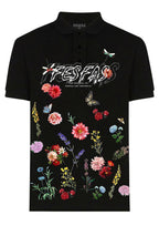 FesFas Floral-print | Áo Polo | Nam | Màu Đen