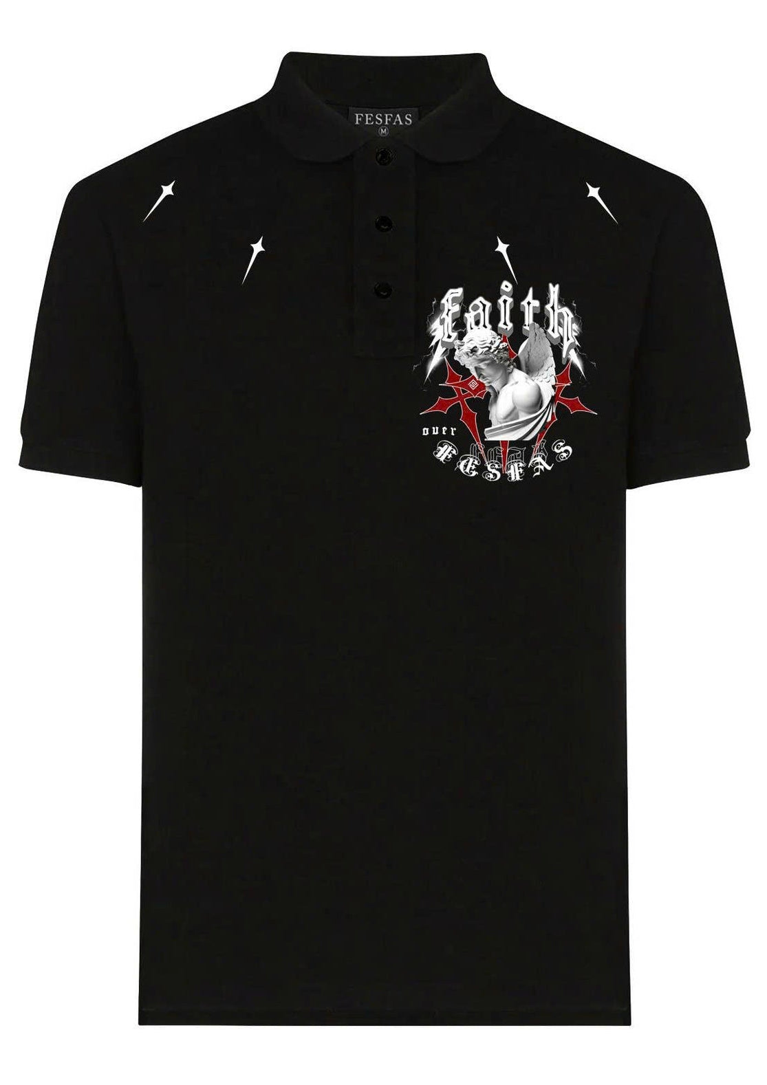 FesFas Angel-print | Áo Polo | Nam | Màu Đen
