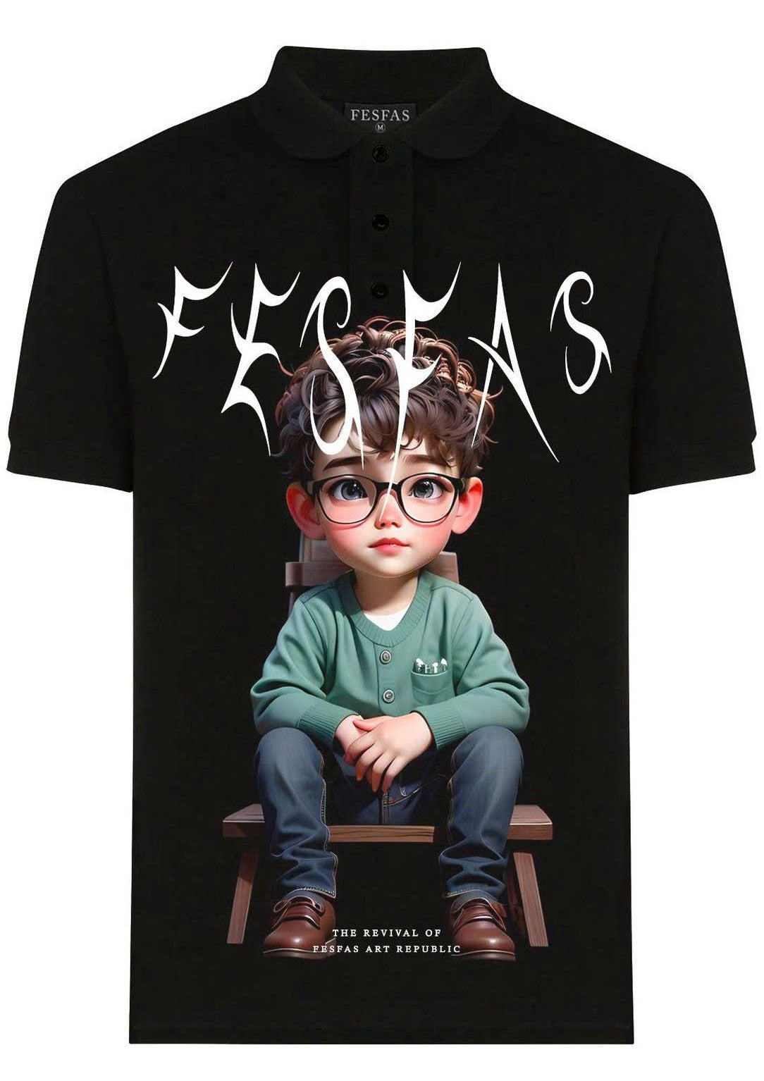 FesFas Boy-print | Áo Polo | Nam | Màu Đen