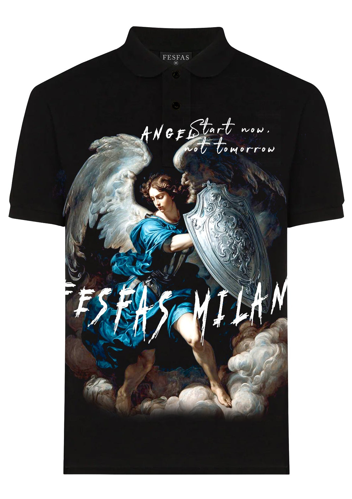 FesFas angel-print | Áo Polo | Nam | Màu Đen