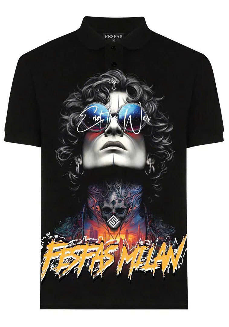 FesFas tattoo man-print | Áo Polo | Nam | Màu Đen