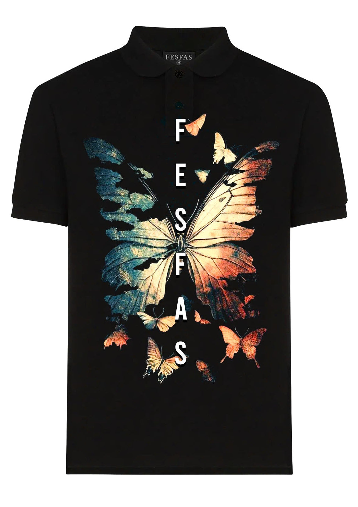 FesFas Butterfly-print | Áo Polo | Nam | Màu Đen
