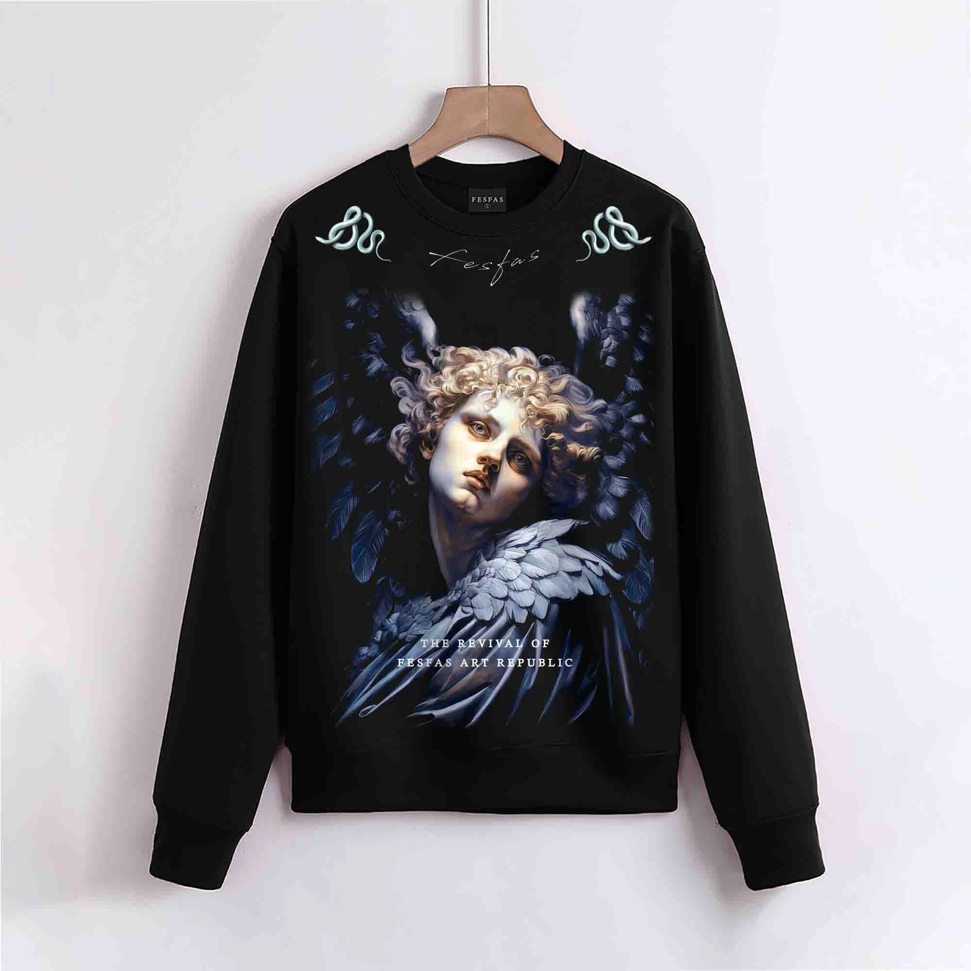 FesFas Angel-print Sweatshirt Set | Black | Men