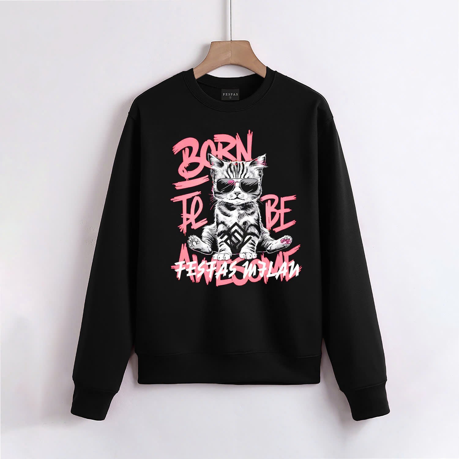 FesFas Cat-print Sweatshirt | Black | Men