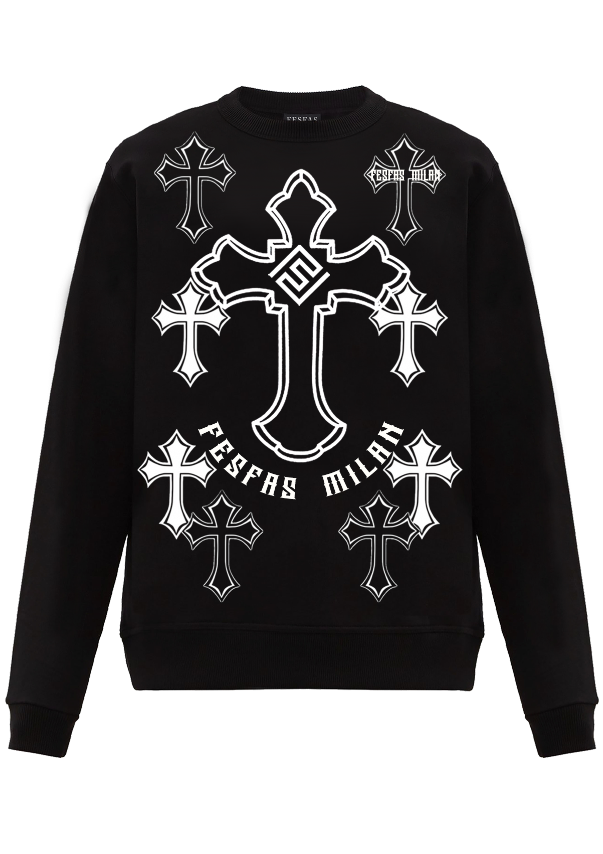 FesFas Cross-print Sweatshirt | Black | Men