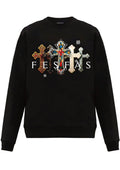 FesFas Cross-print Sweatshirt Set | Black | Men