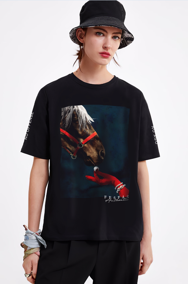 FesFas horse-print | Áo Thun | Nam | Màu Đen