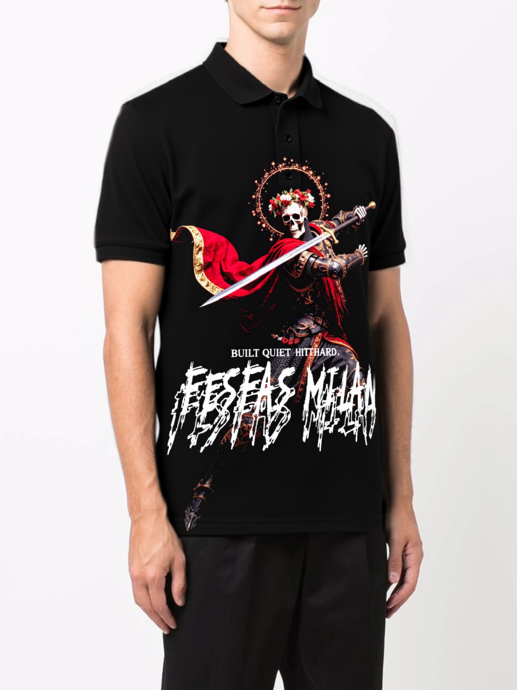 FesFas bone knight-print | Áo Polo | Nam | Màu Đen